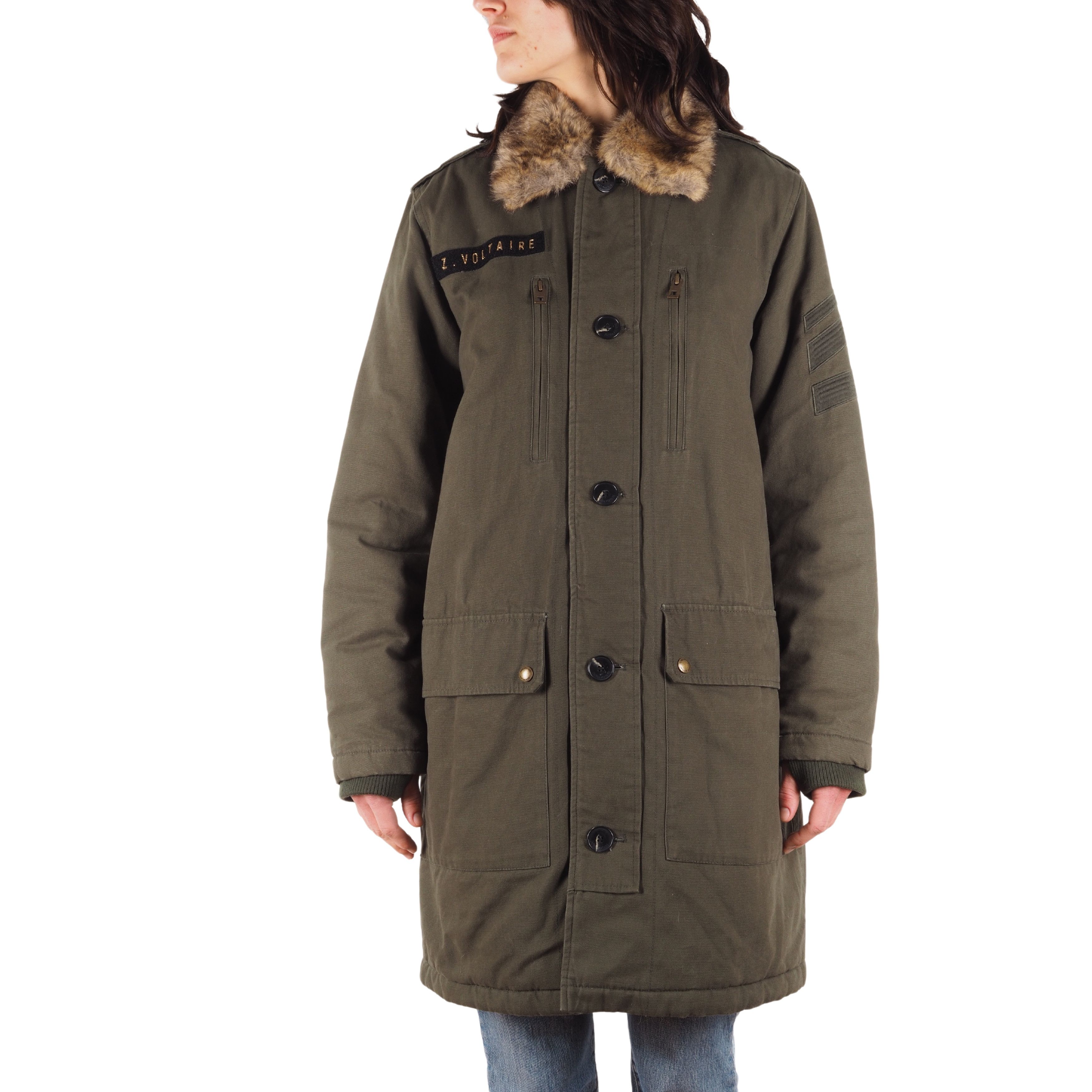 Zadig & Voltaire Zadig & Voltaire Kiddy Parka Faux Fur Khaki Coat Jacket Size S / US 4 / IT 40 - 2 Thumbnail
