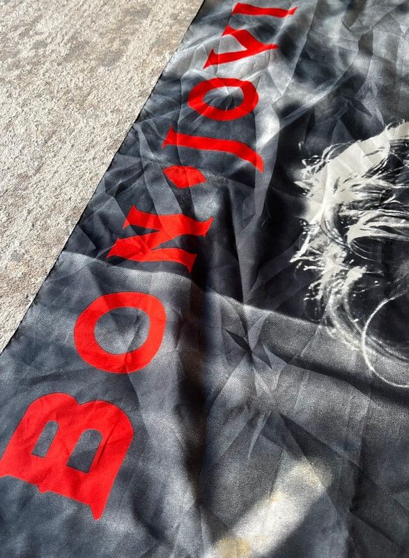 Other Bon Jovi 1995 Vintage Flag Scarf Wall Rare Official Product Size ONE SIZE - 3 Thumbnail