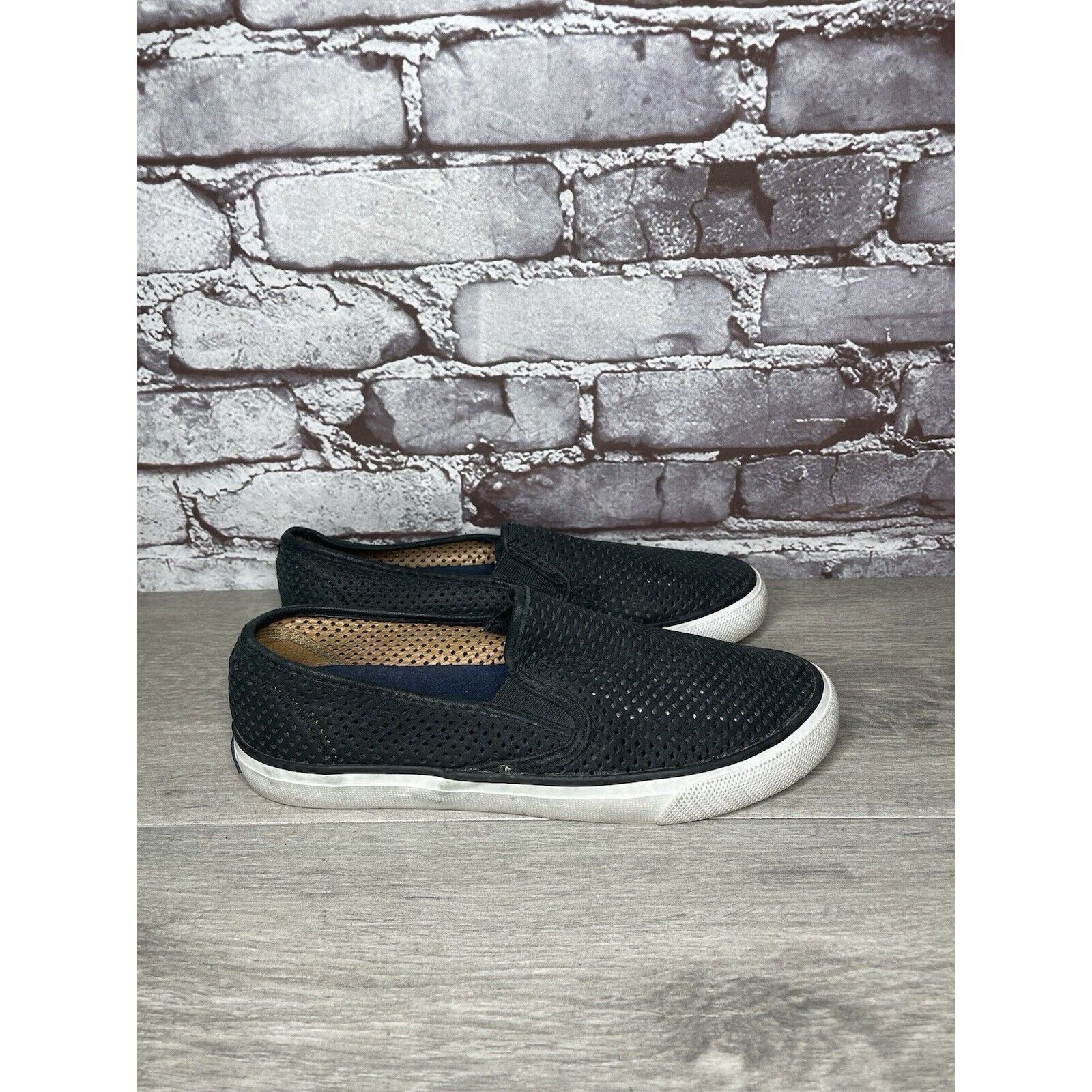 Sperry Sperry Seaside Perfs Perforated Leather Black Slip On Boat S Size US 9 / IT 39 - 18 Thumbnail