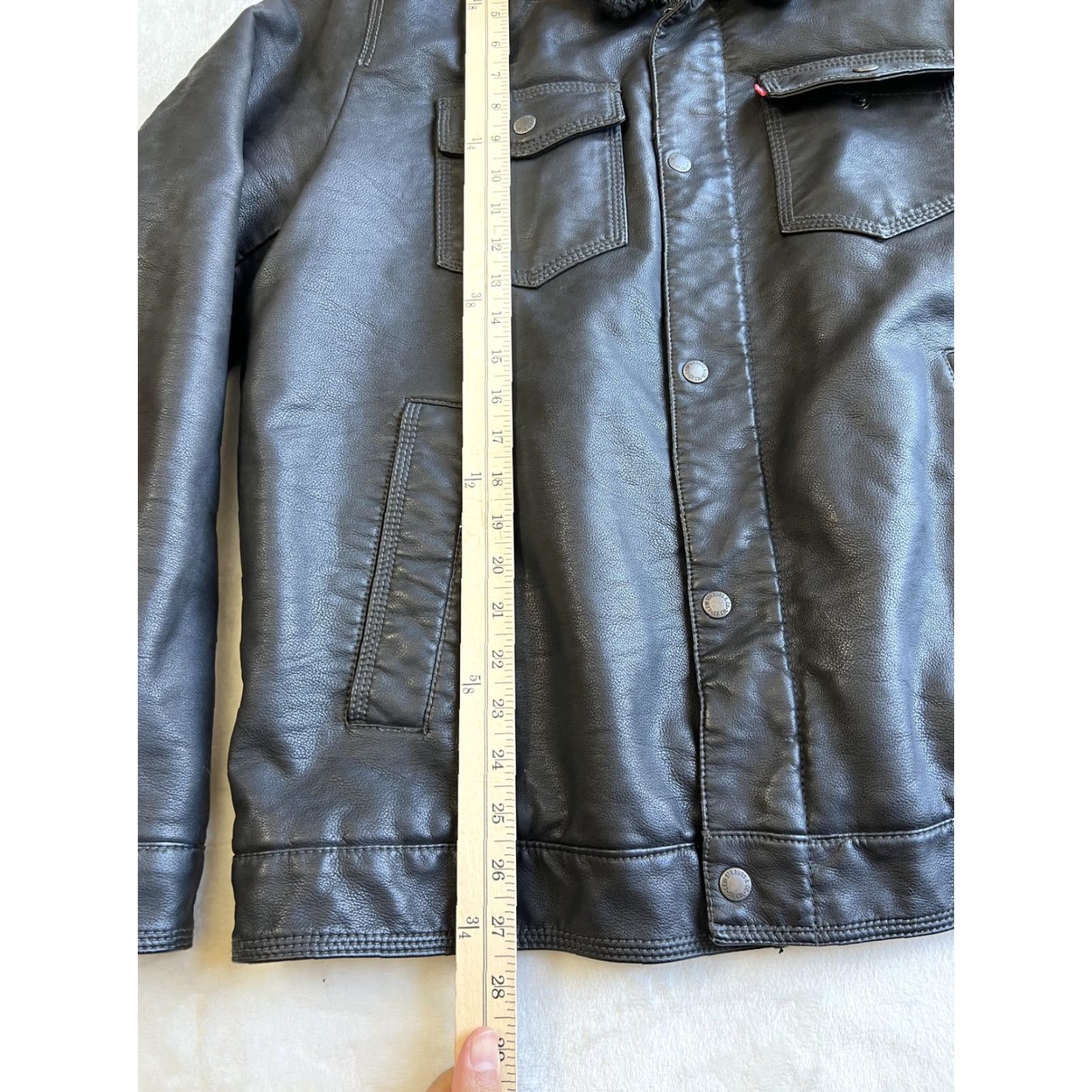 Levi's Levi's Jacket Mens XL Black Faux Leather Sherpa Lined Biker Trucker Motorcycle Size US XL / EU 56 / 4 - 4 Thumbnail