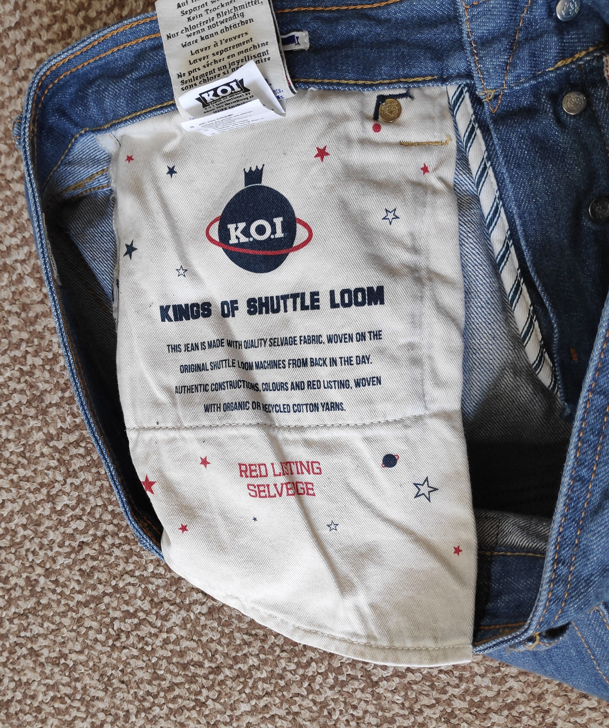 Kings Of Indigo K.O.I. Kings of Indigo Selvedge Slim Mid Rise Denim Jeans Size US 33 - 9 Thumbnail
