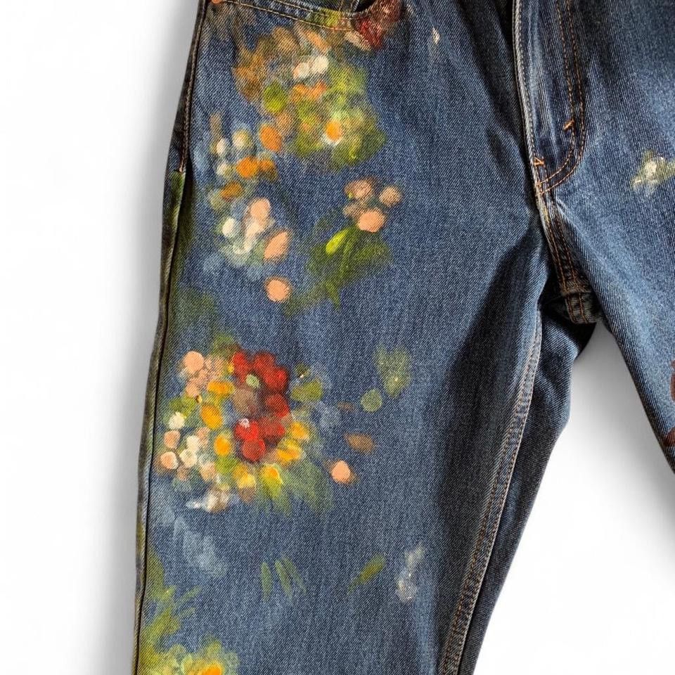 Levi's Hand painted floral Levi jeans Size US 29 - 4 Thumbnail