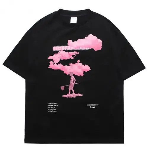 Japanese Brand × Vintage "Pink Clouds" Printed Black Tee T-shirt Size US XL / EU 56 / 4 - 4 Thumbnail