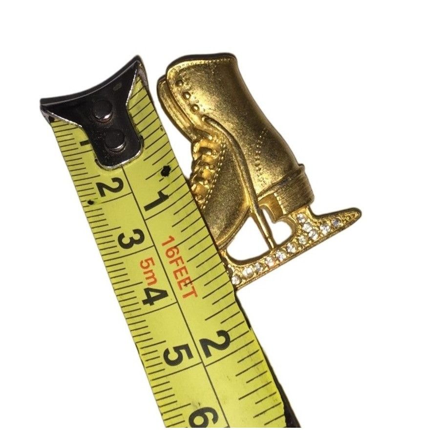 Other Vintage Minimalist Gold Tone Rhinestone Ice Skate Brooch Pin Size ONE SIZE - 4 Thumbnail