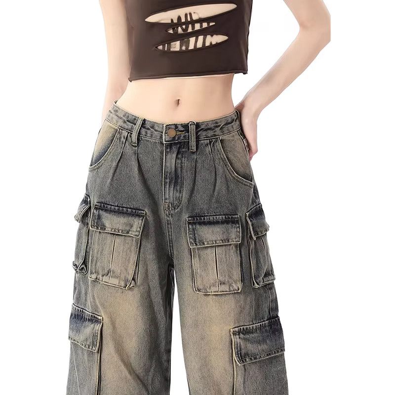 Other Straight Vintage High Waist Jeans Wide Leg Baggy Y2K Denim Size 33" - 3 Thumbnail