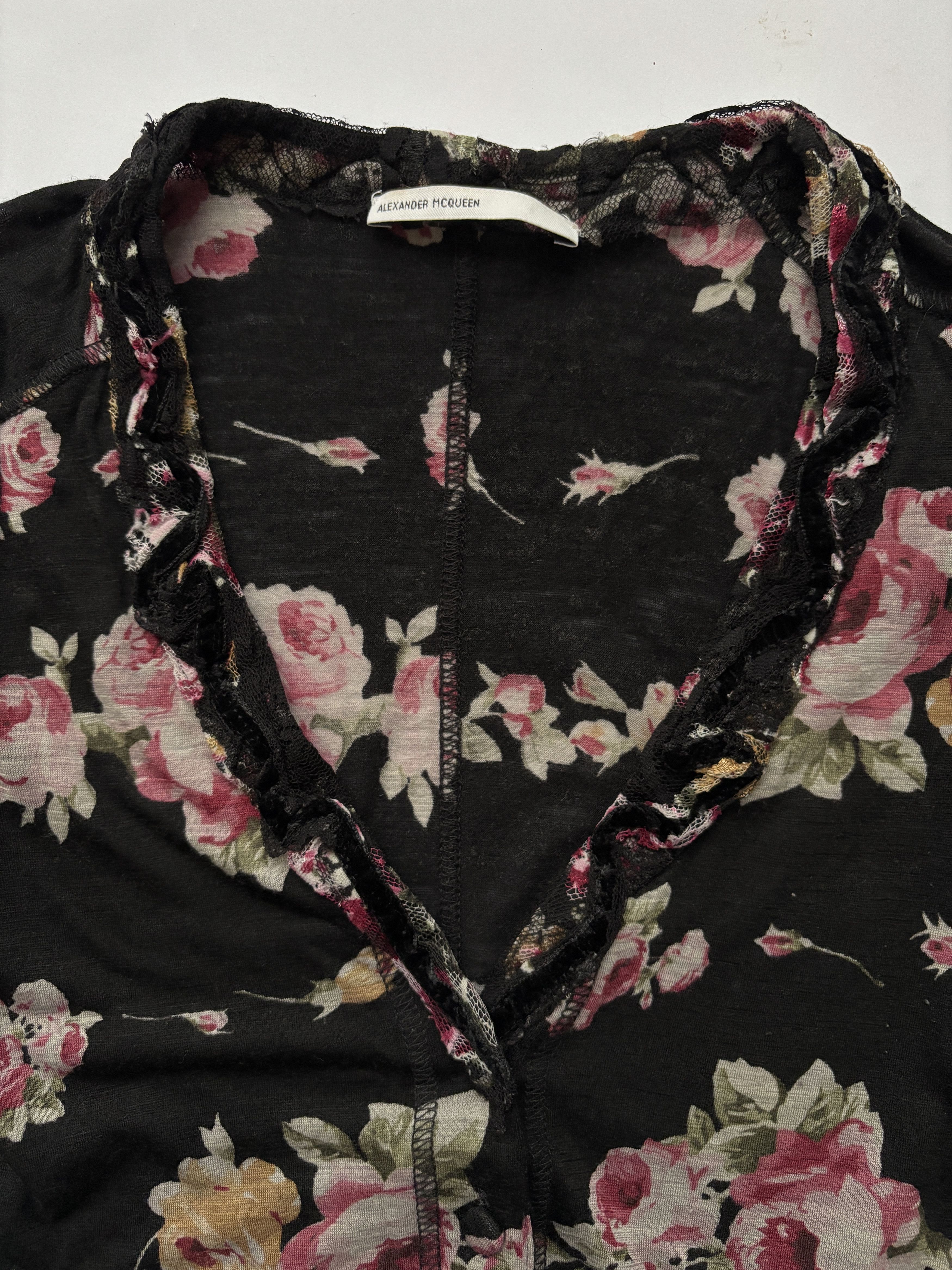 Alexander McQueen ⚡️QUICK SALE⚡️1996 Alexander Mcqueen Black with Roses Blouse Size M / US 6-8 / IT 42-44 - 3 Thumbnail