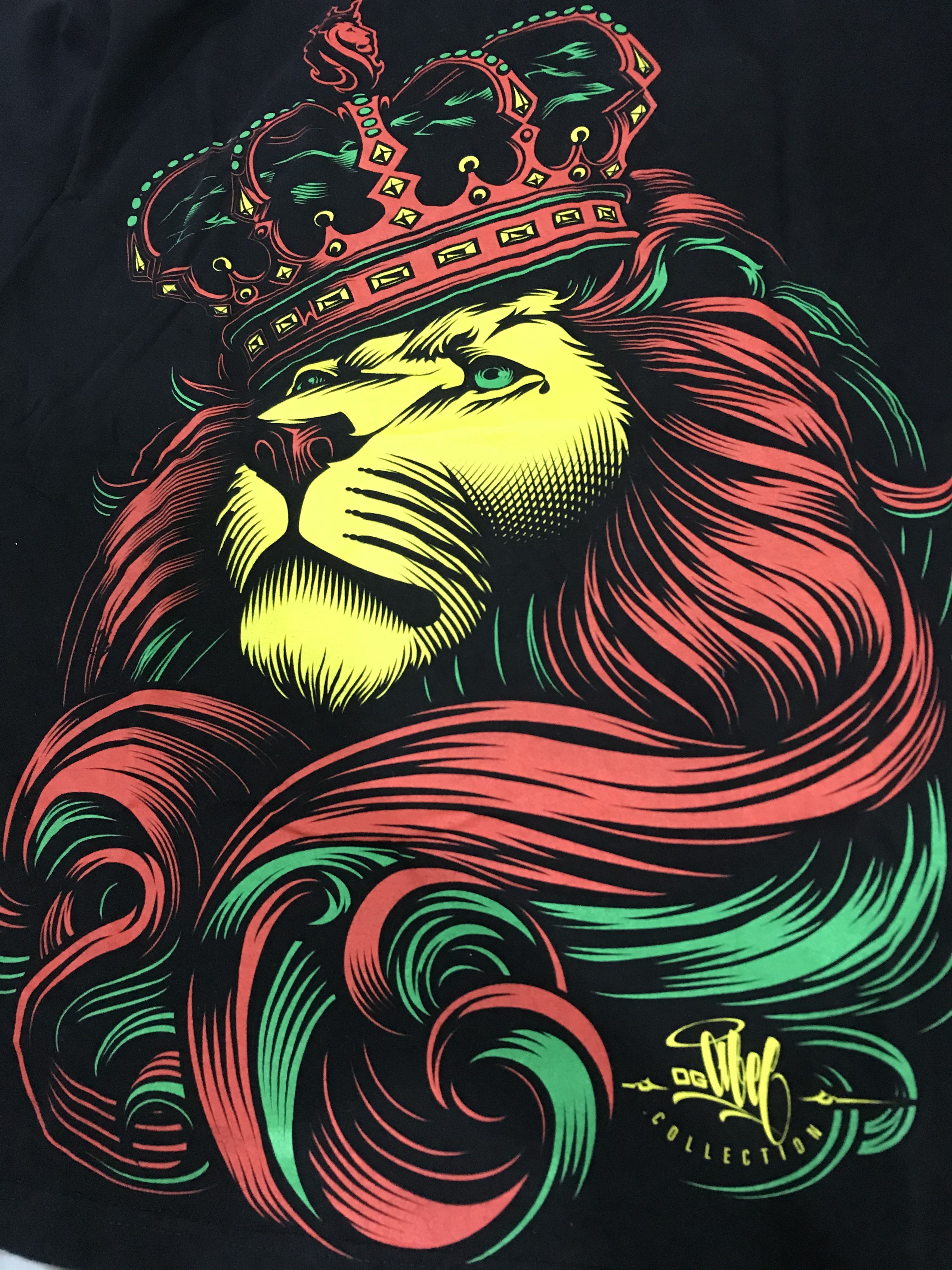 Obey Vintage Obey collection Big Print Lion Rasta Tshirt Size US XL / EU 56 / 4 - 9 Thumbnail