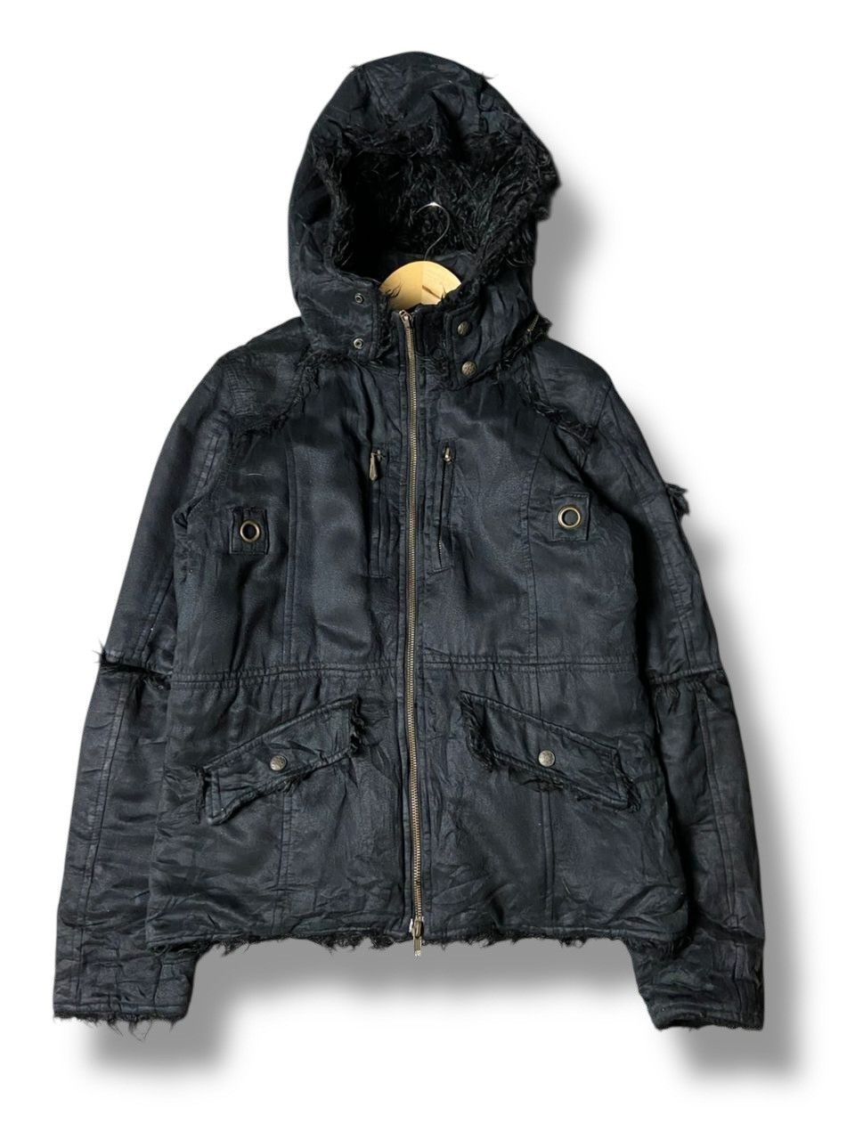 Japanese Brand Vintage MIDAS Punk Style Hooded Jacket with Fur (163) Size US L / EU 52-54 / 3 - 1 Thumbnail