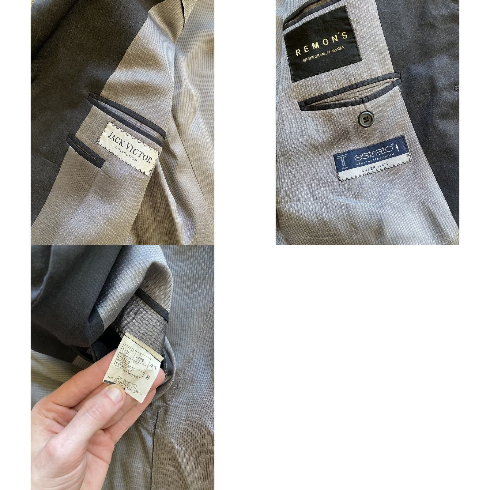 Jack Victor Jack Victor Mens 41R Charcoal Gray Wool 3 Button Jacket Size 42R - 9 Thumbnail