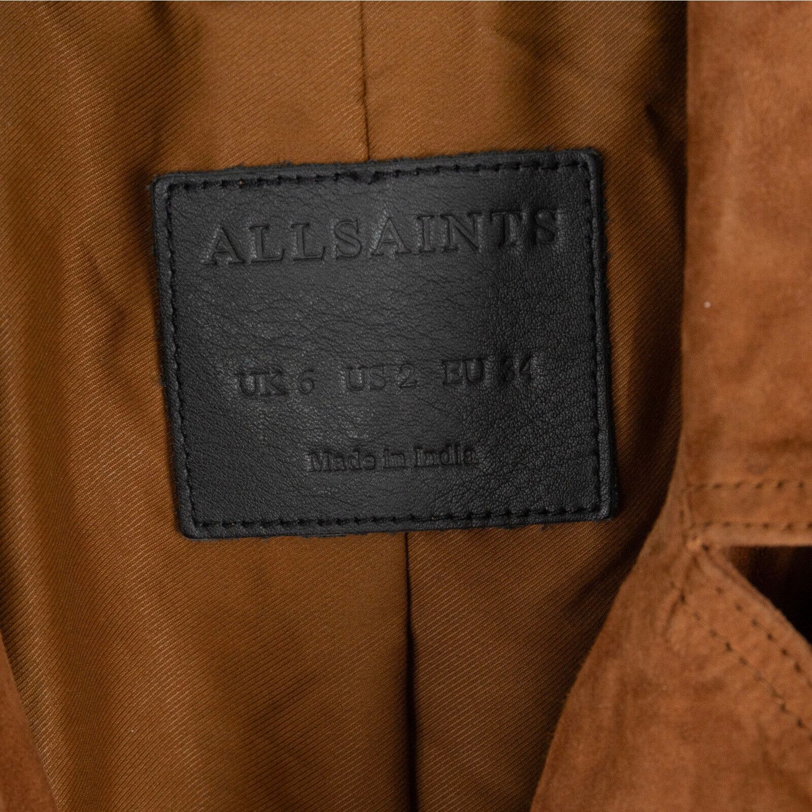 Allsaints Allsaints Women Vela Suede Biker Jacket Conker Brown Size 2 Size XS / US 0-2 / IT 36-38 - 6 Thumbnail