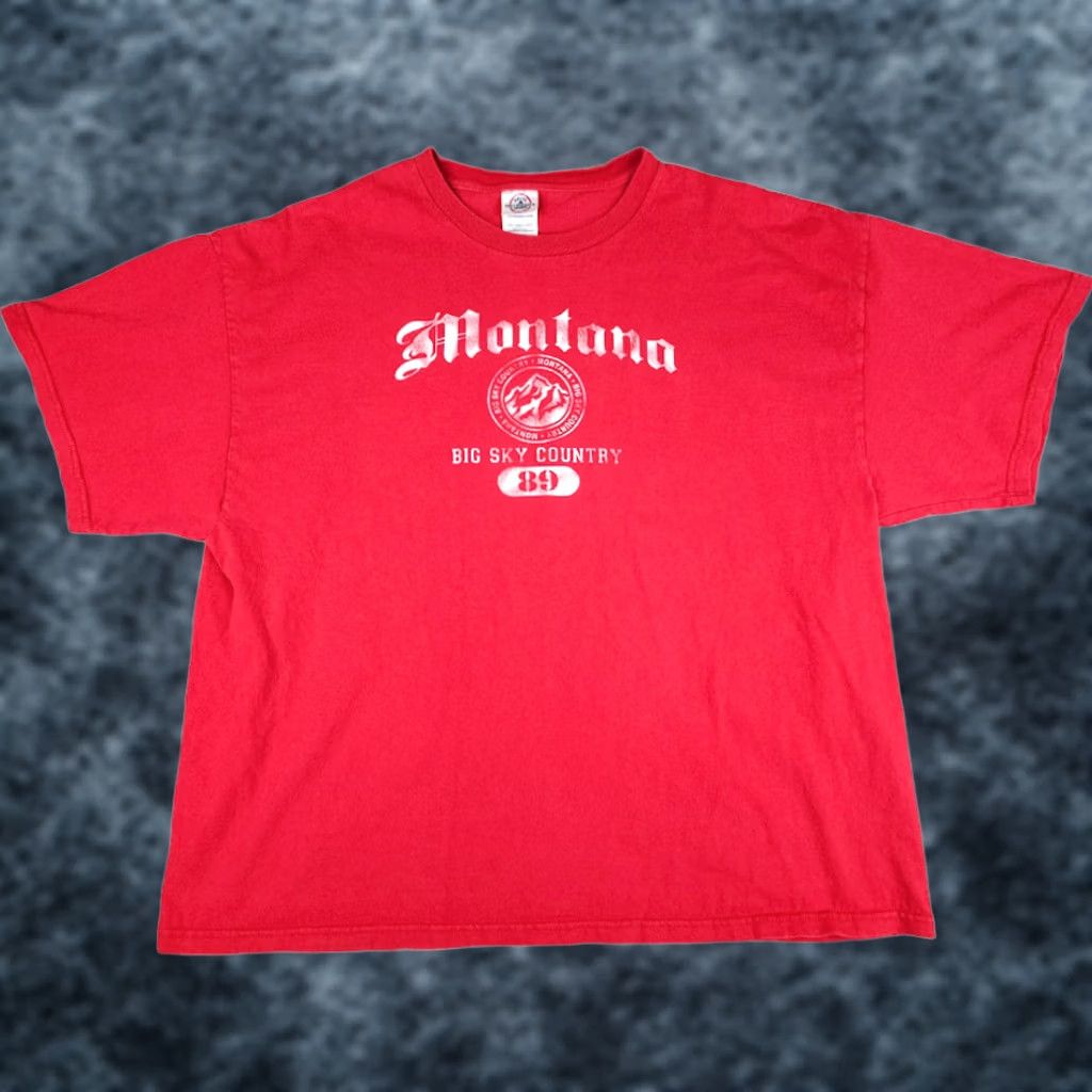 Delta VINTAGE Montana T Shirt Mens 2XL Y2K Big Sky Country Travel Destination Shirt Mens Red Cotton Crew Neck Short Sleeve 2000s Size US XXL / EU 58 / 5 - 1 Thumbnail