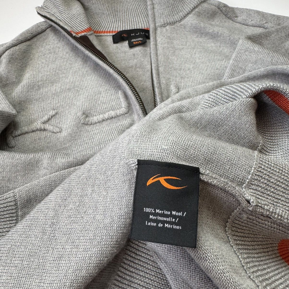 KJUS Gray Kjus 1/3 Zip Sweater Merino Wool Big Logo Old Money Size US L / EU 52-54 / 3 - 10 Thumbnail