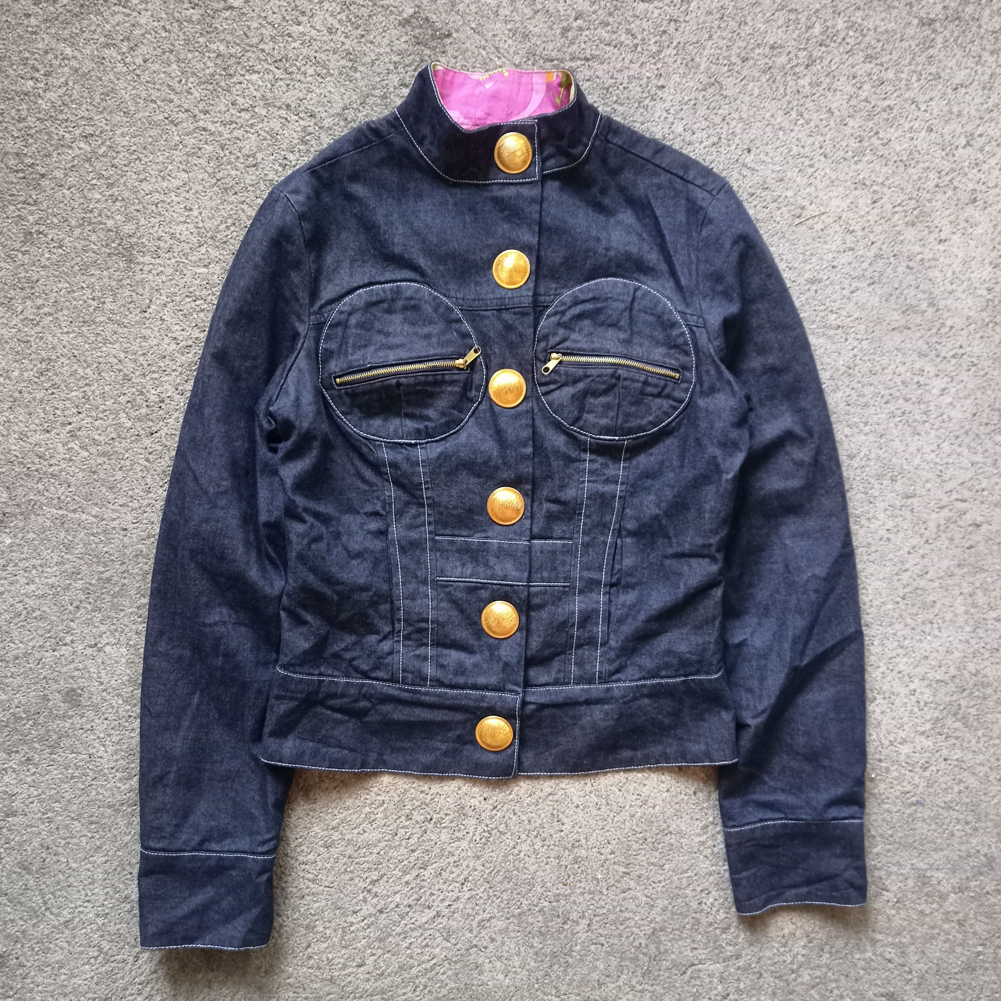 image of Fiorucci Italy Padded Denim Jacket in Bleu Navy, Women's (Size Medium)