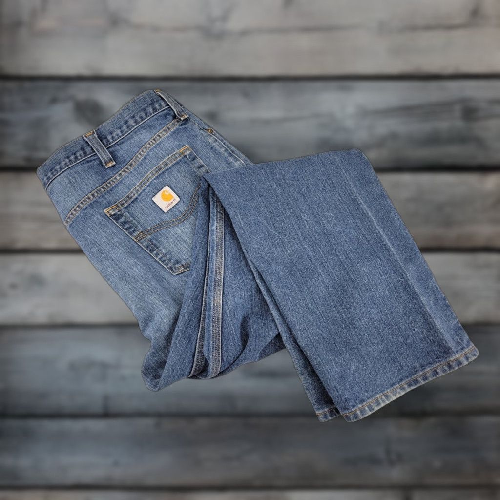 Carhartt VINTAGE Carhartt Jeans Men’s Regular 42x32 Blue Denim 5-Pocket Straight Belt Loops 101496 420 Distressed No Size US 42 / EU 58 - 1 Thumbnail