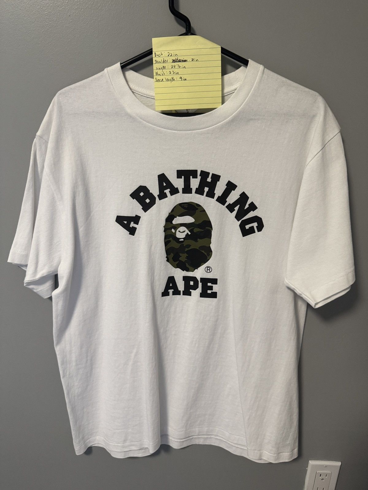 A Bathing Ape Bape tee size L green camo head