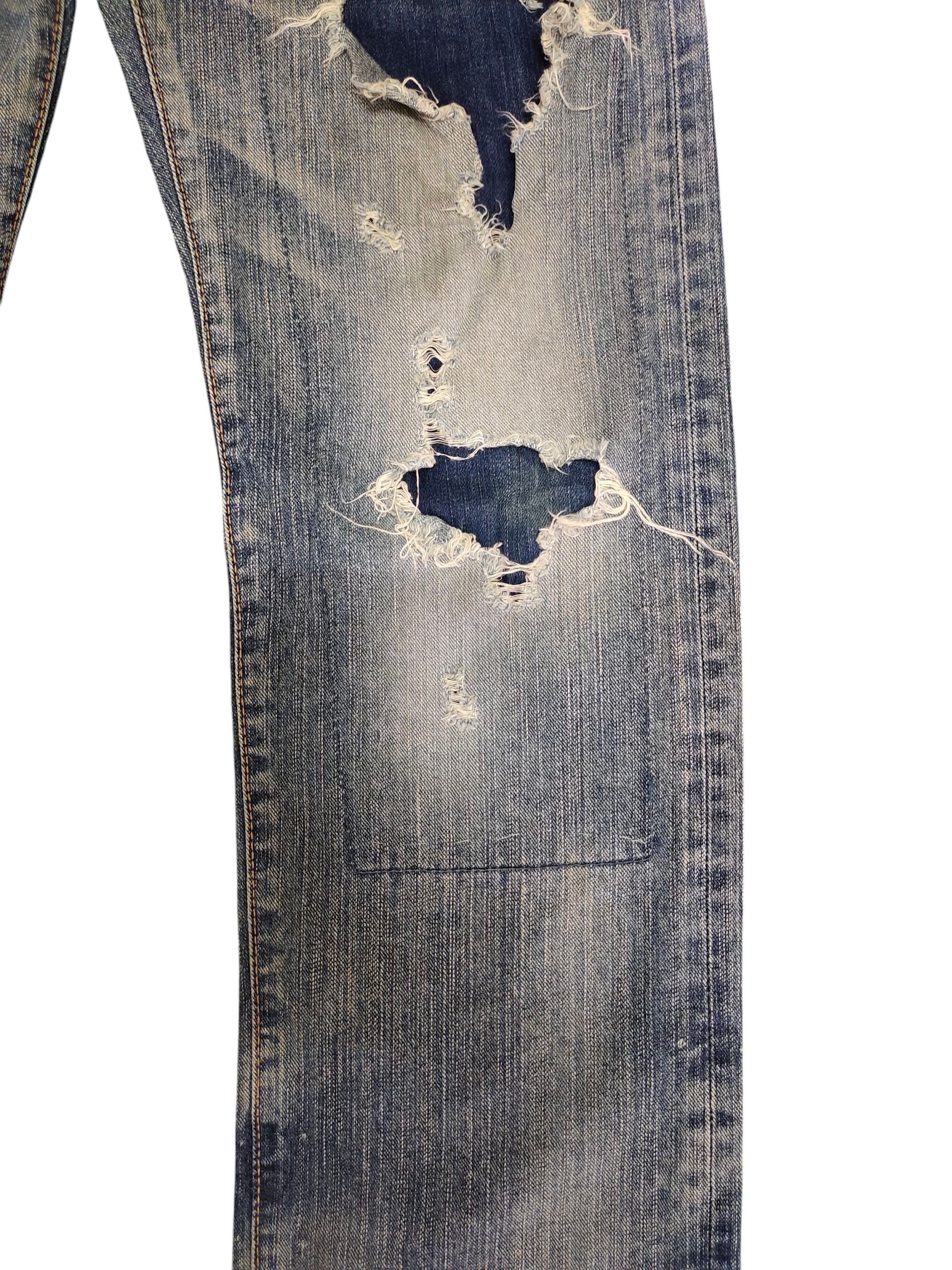 Kapital Vintage 90s Edwin Boro Patchwork Clawmark Distress Jeans Size US 30 / EU 46 - 3 Thumbnail