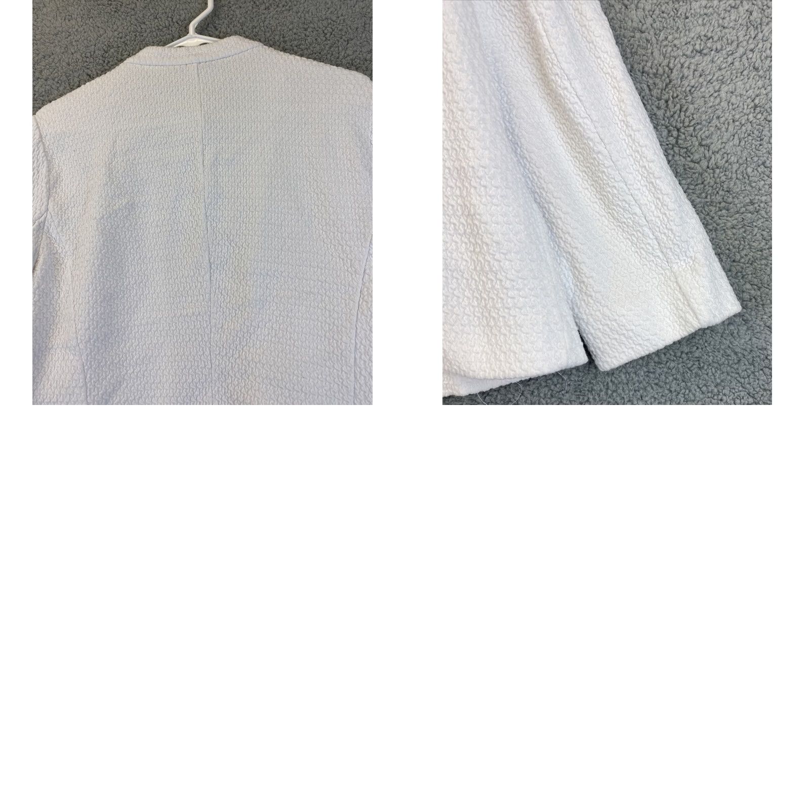 Alfani ALFANI Blazer Jacket Women’s Size L White Open Front Zip / 22-41 Jacket Womens L White Zip Open Front Cotton Blend Size L / US 10 / IT 46 - 8 Thumbnail
