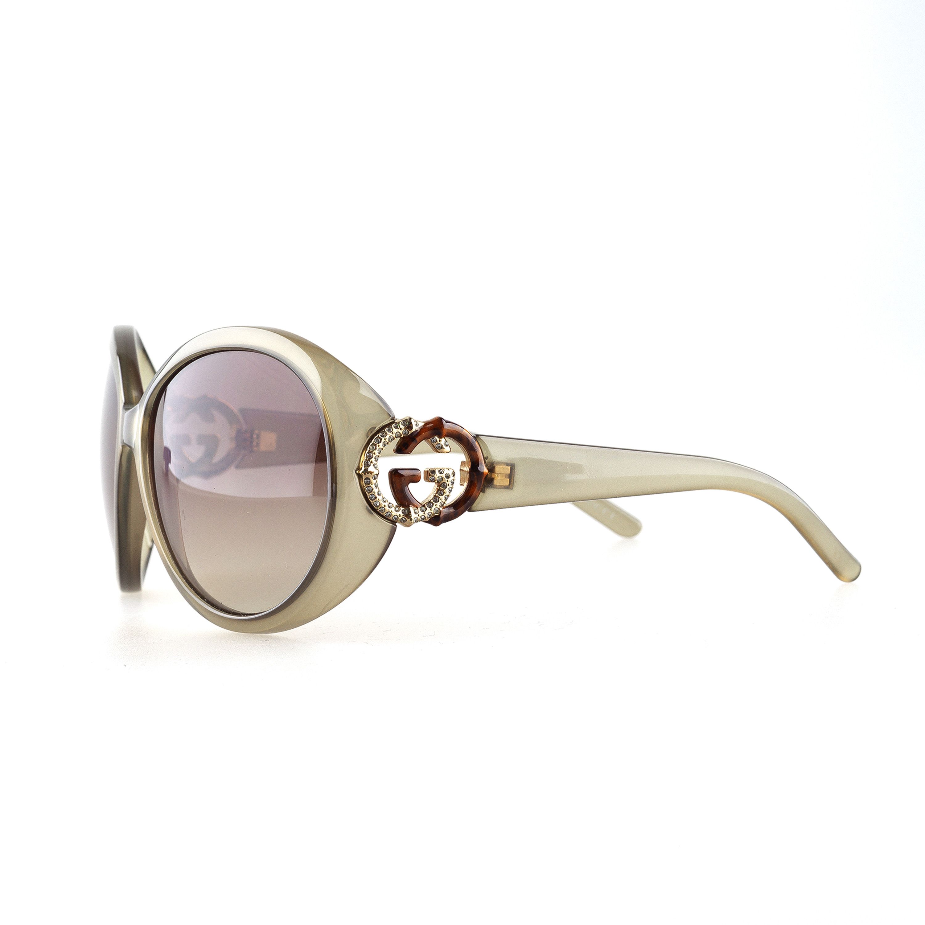 Gucci Gucci GG 3069/S U5MYY Clear Green Vintage Bamboo Sunglasses Size ONE SIZE - 1 Thumbnail