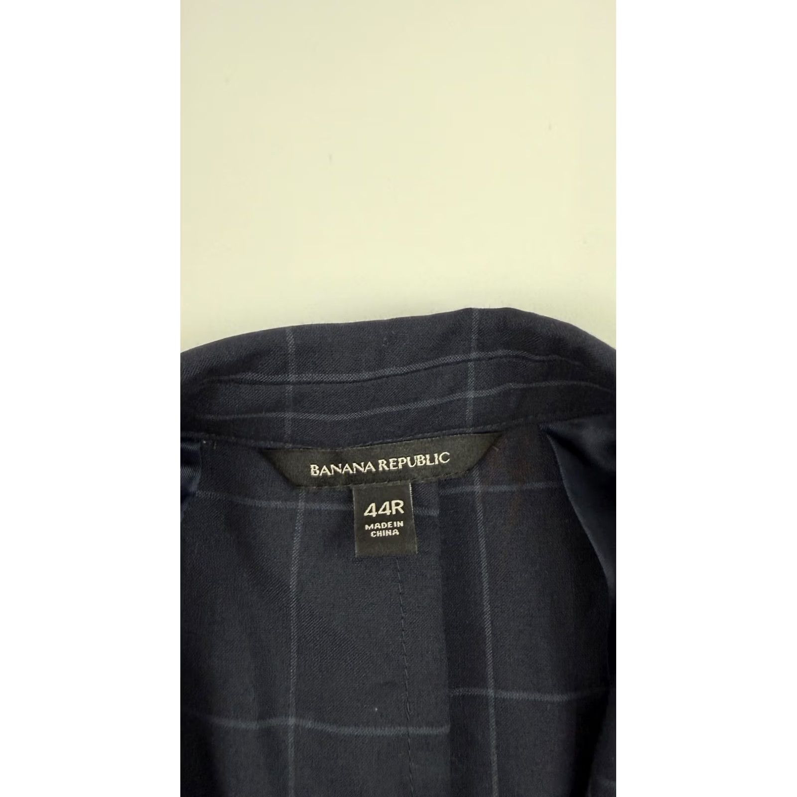 Banana Republic Banana Republic Coat Mens 44 Blazer 44R Navy Windowpane Check Two Button Sport Size 44R - 4 Thumbnail