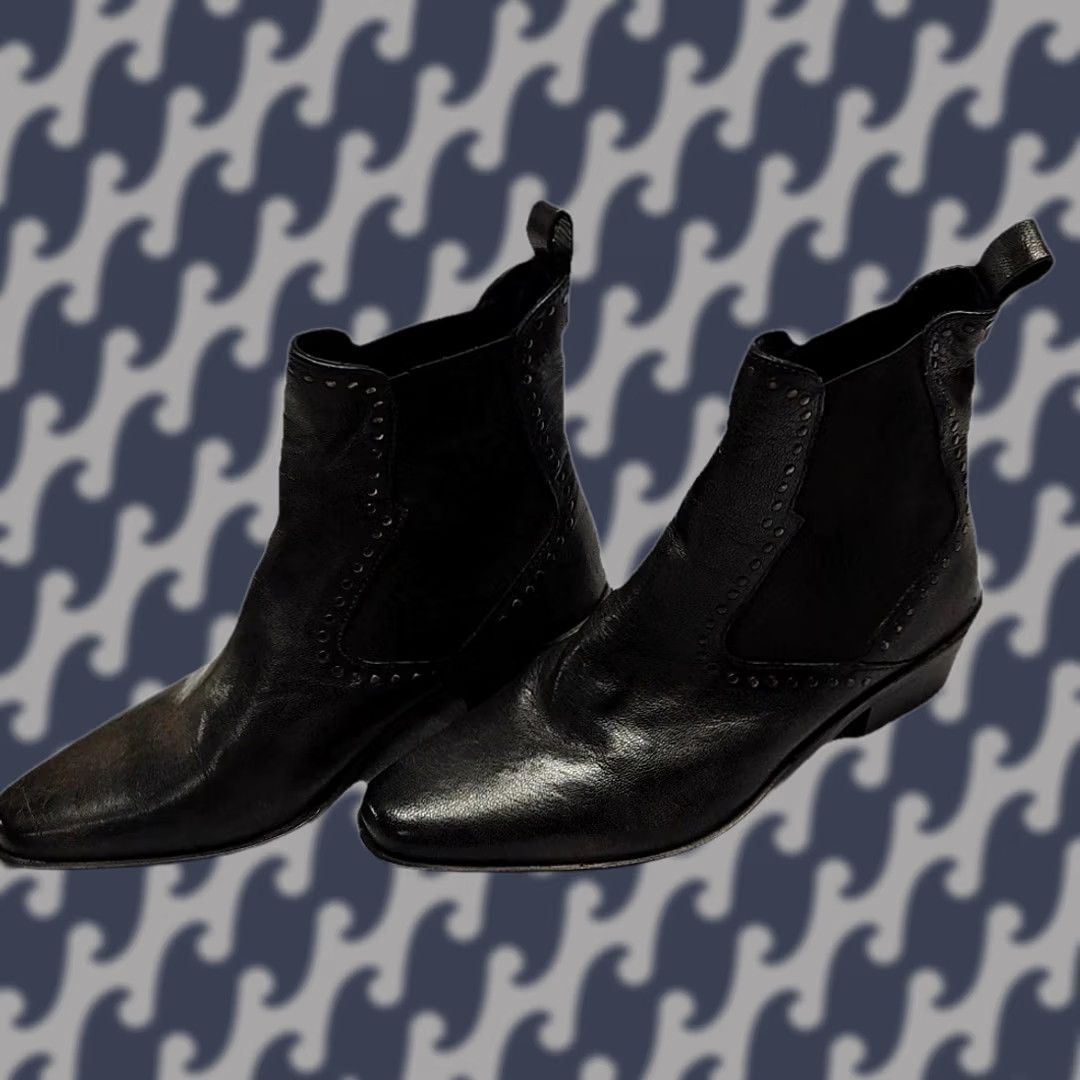 ROA ROAN Black Leather Chelsea Ankle Boots Women’s 9.5 Studded Block Heel Boho Western Chelsea Boots Womens Size US 10 / IT 40 - 1 Thumbnail