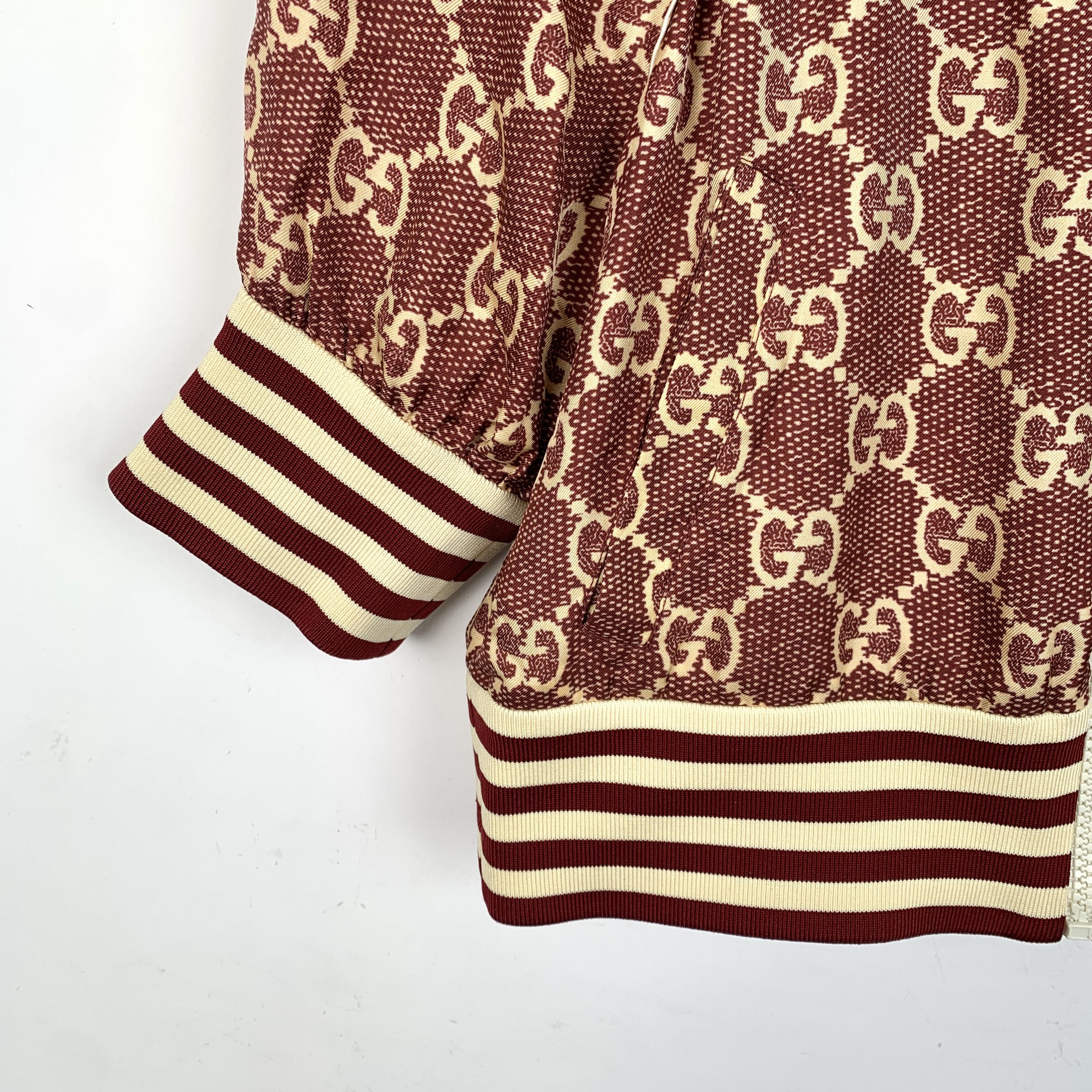 Gucci Gucci Red Logo Monogram Printed Silk Jacket (Size XXS) Size XXS / US 00 / IT 34 - 4 Thumbnail