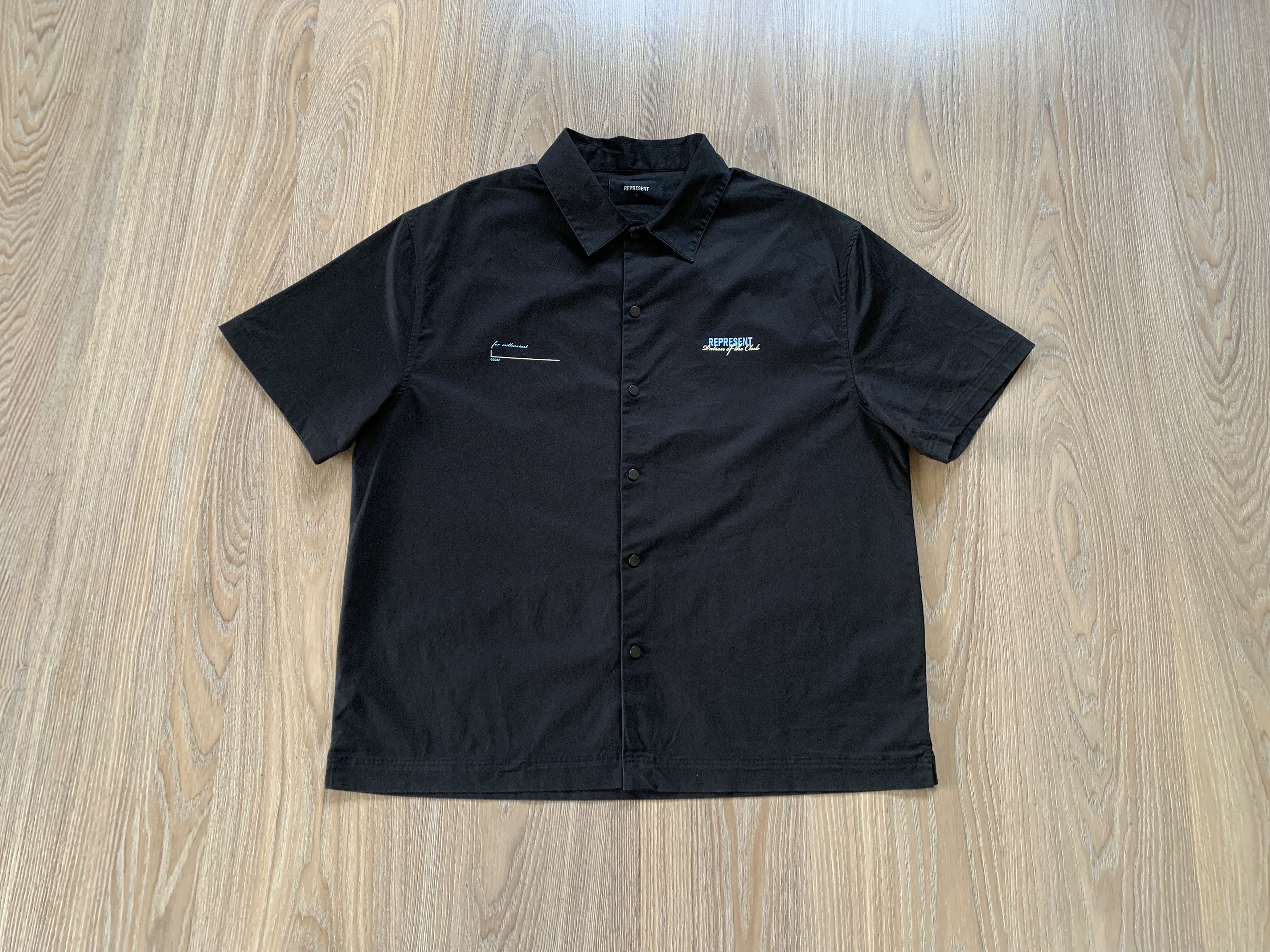 Represent Clo. Represent Patron Of The Club Black Cotton Button Up Shirt Size US L / EU 52-54 / 3 - 1 Thumbnail