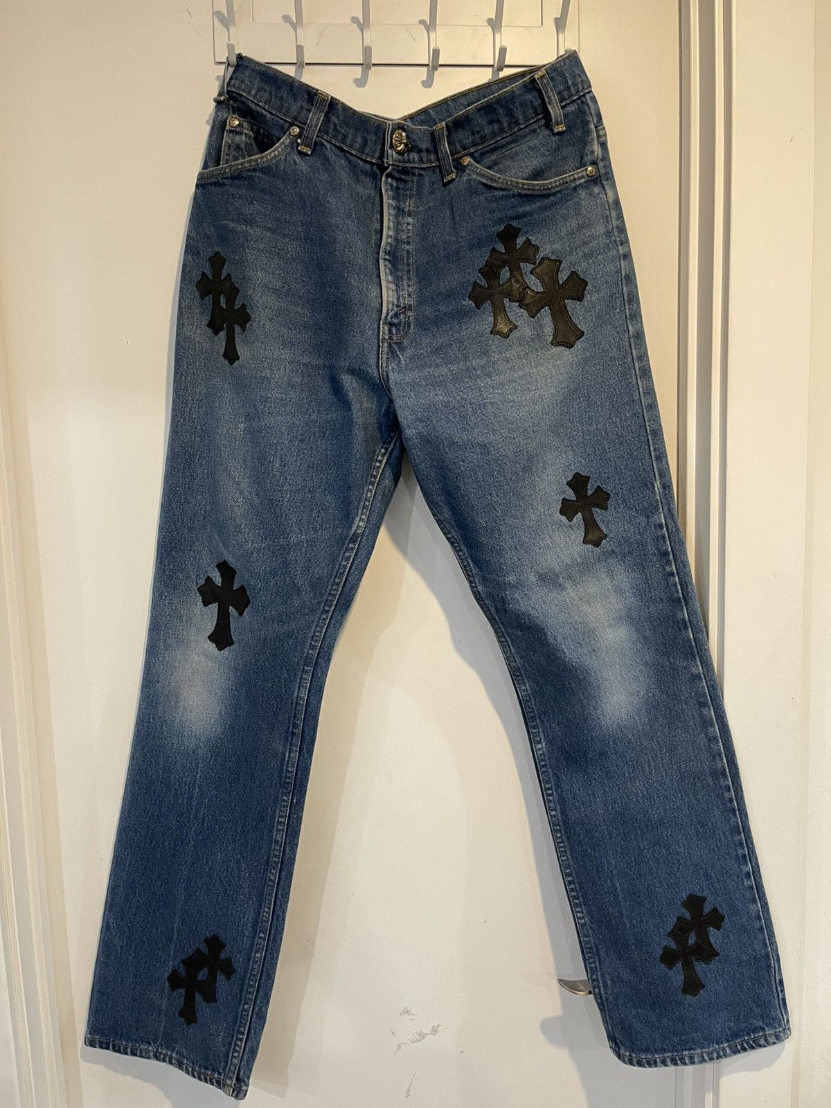 Chrome Hearts Cross Patch Jeans | Grailed