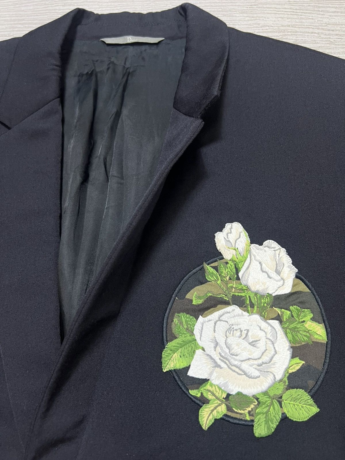 Dior Dior Homme - S/S16 Floral Embroidered Rose Patch Wool Blazer Size 50S - 10 Thumbnail