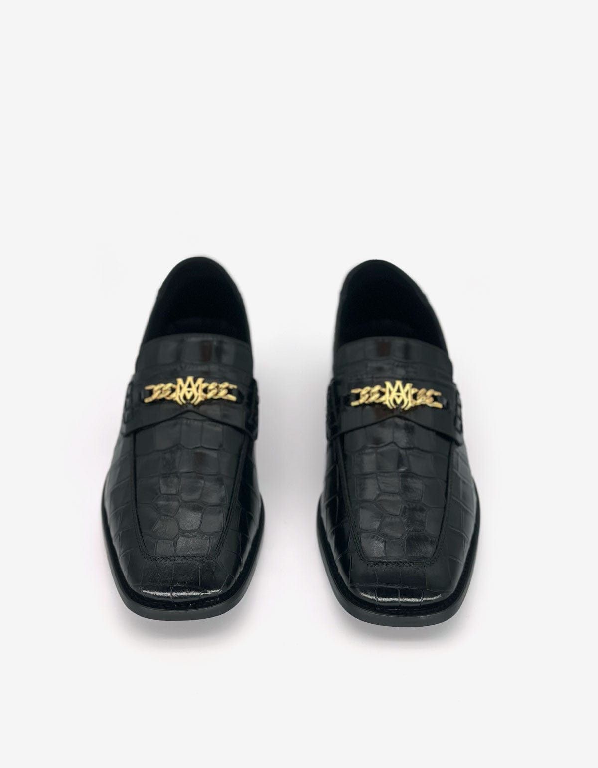 Amiri Amiri Black Croc-Embossed MA Slip-On Loafers Size US 12 / EU 45 - 4 Thumbnail