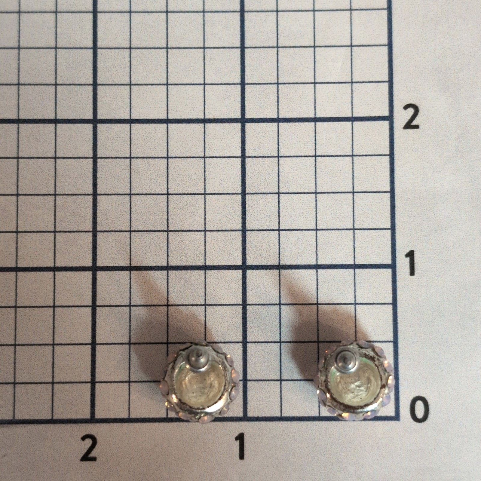Other VTG 1980s Silver-Tone Rhinestone Cabochon Button Earrings Size ONE SIZE - 6 Thumbnail