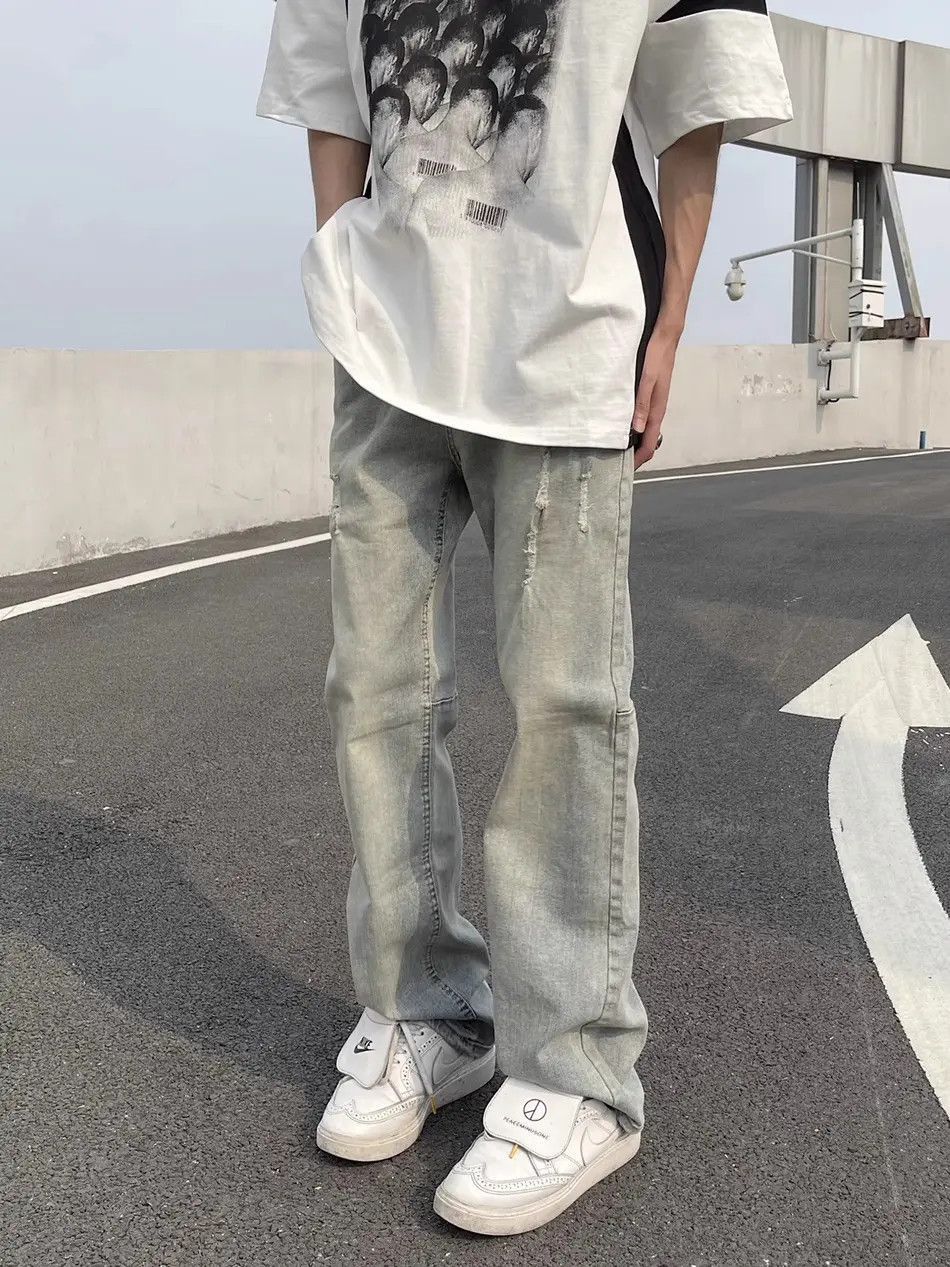 Japanese Brand Straight and loose washed distressed jeans Size US 30 / EU 46 - 2 Thumbnail