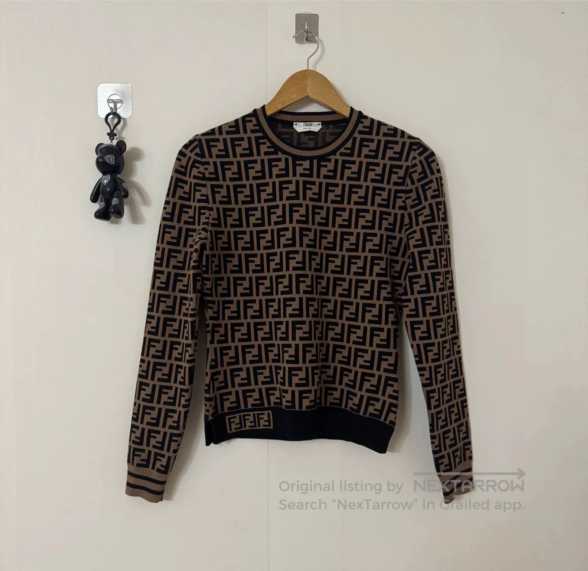 Fendi fendi brown knitted sweater with logo. Size M / US 6-8 / IT 42-44 - 1 Thumbnail