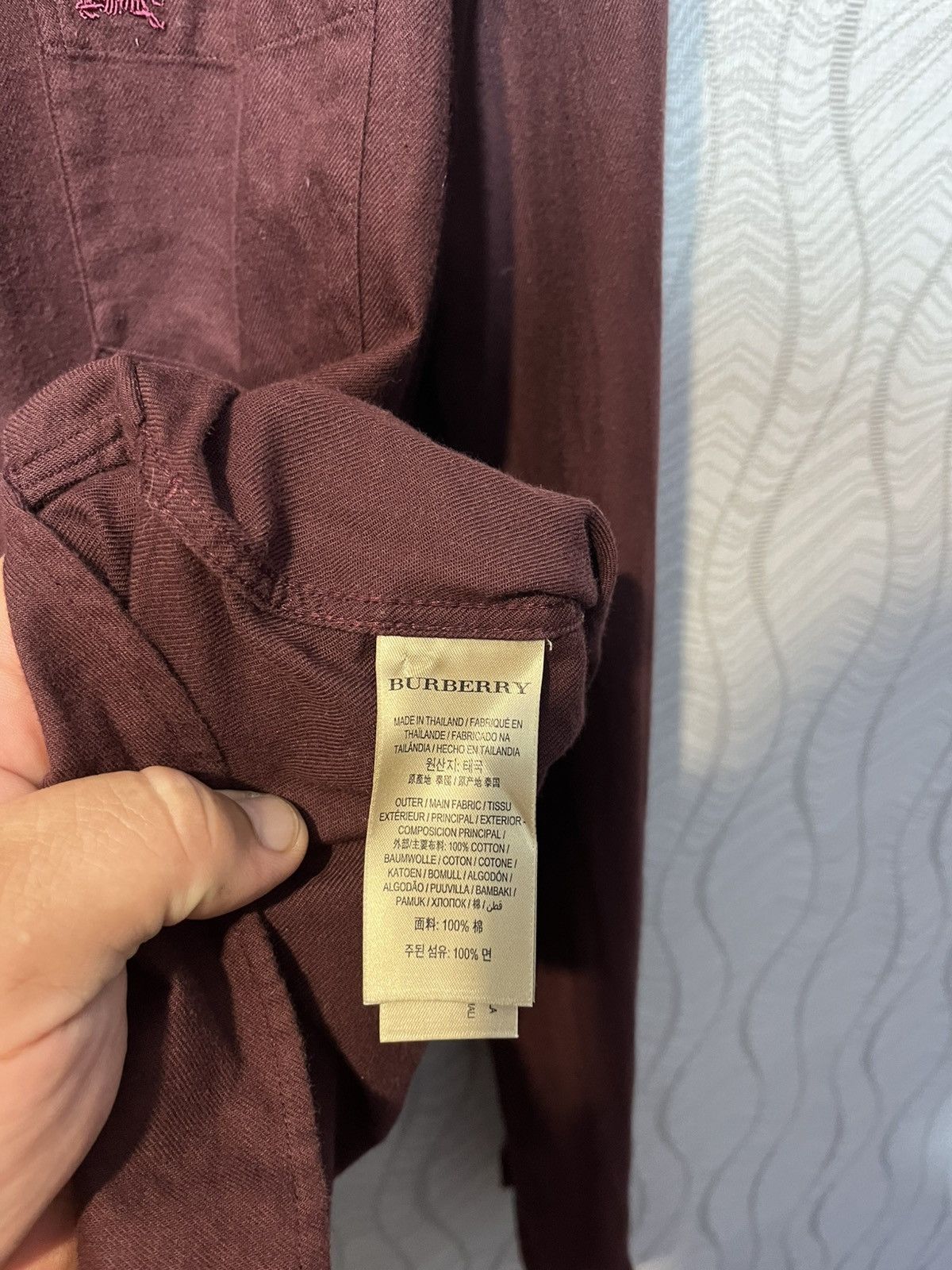 Burberry Burberry Burgundy Men’s Cotton Logo Shirt Button Up Size S Size US S / EU 44-46 / 1 - 10 Thumbnail