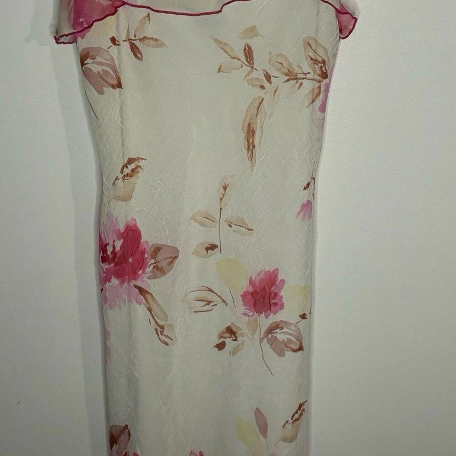 Other Vtg 90s y2k cream pink floral asymmetrical dress jr 9 Size ONE SIZE - 2 Thumbnail
