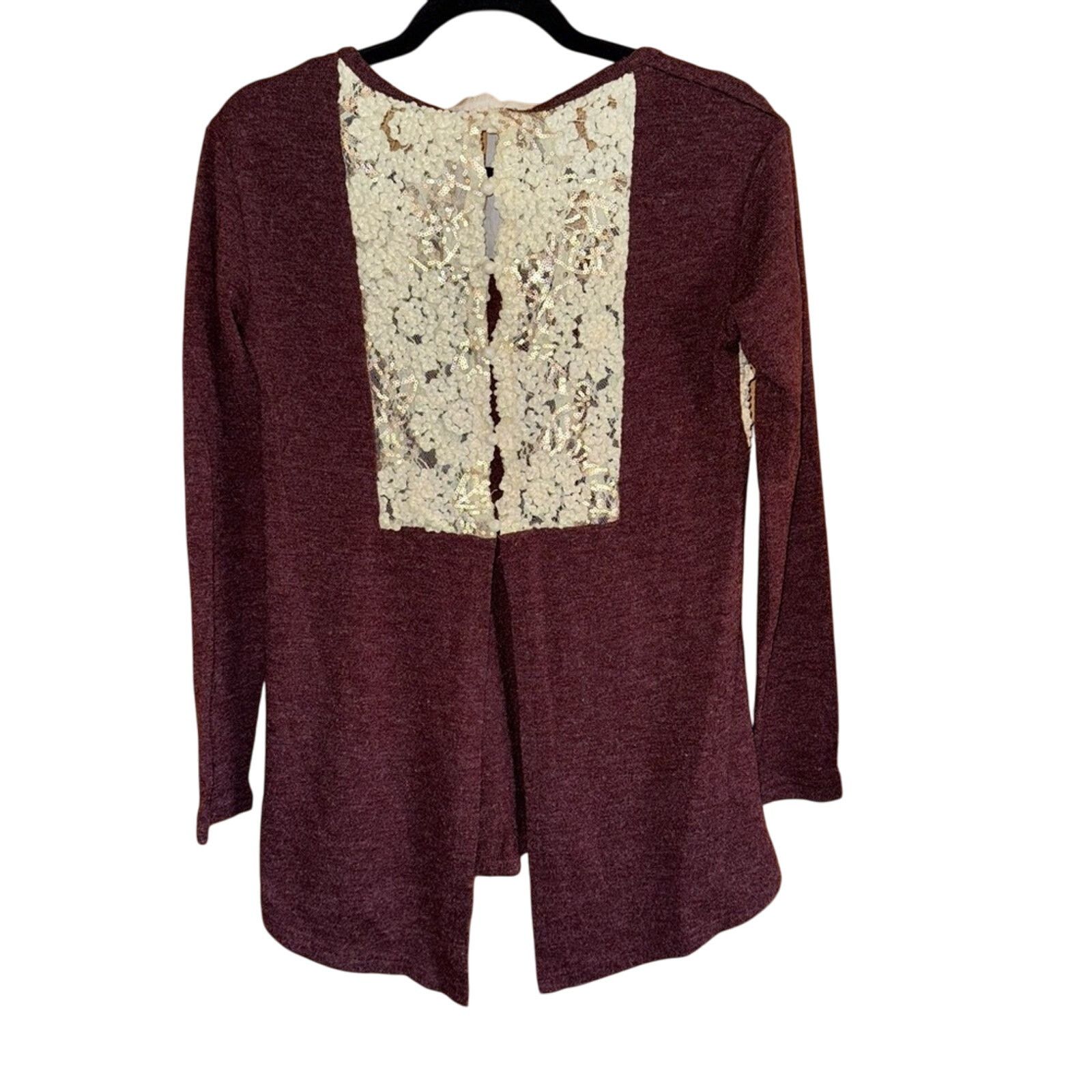 Other a’reve Elegant Burgundy Lace Accent Top Size S / US 4 / IT 40 - 2 Thumbnail