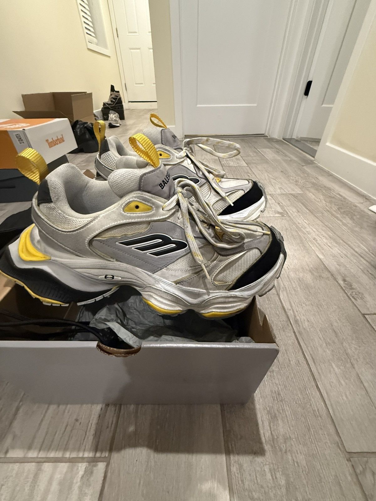 Balenciaga CARGO SNEAKERS - GREY/ WHITE/ YELLOW Size US 11 / EU 44 - 3 Thumbnail