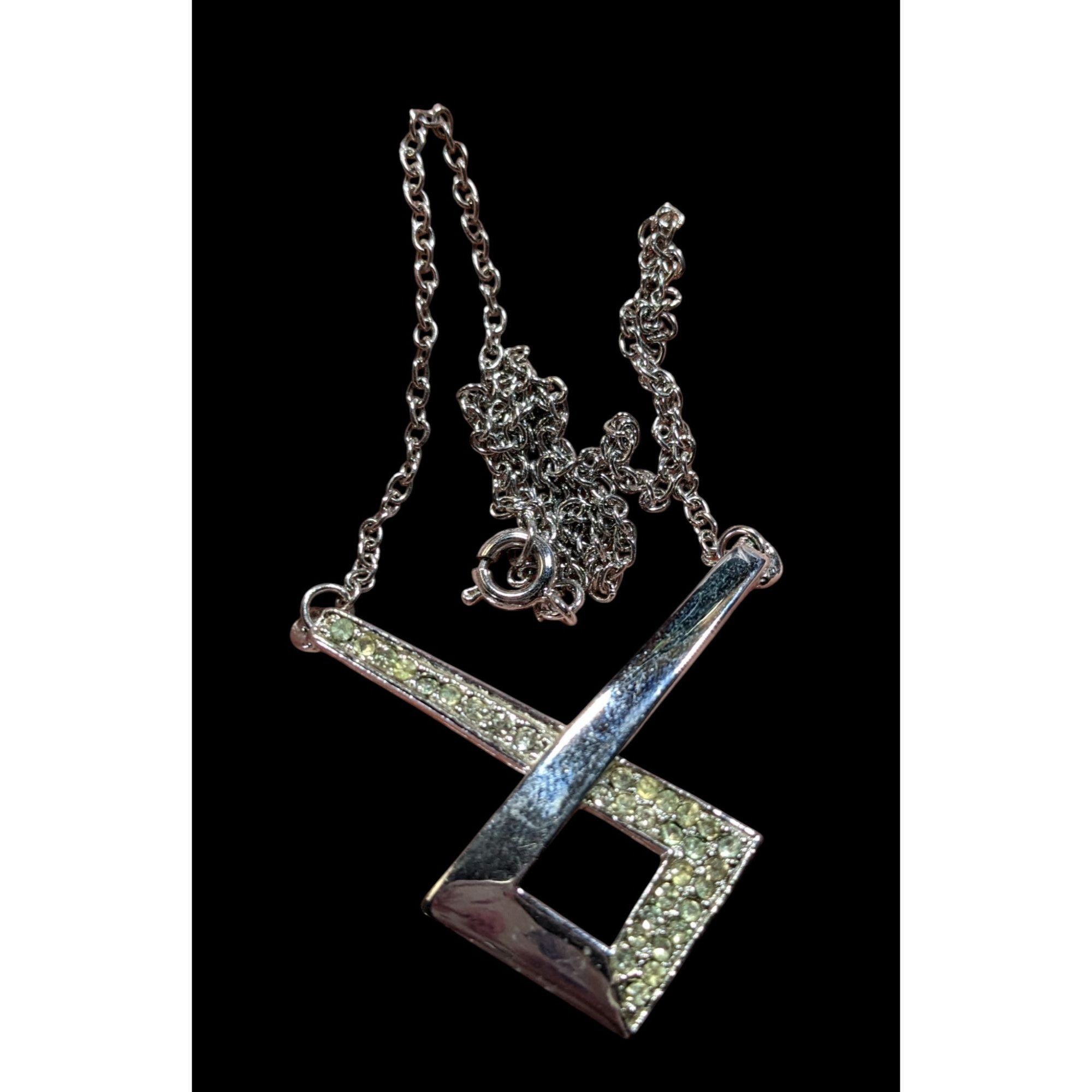 Other Geometric Pendant Necklace Silver ToneWith Rhinestone Accent Size ONE SIZE - 3 Thumbnail