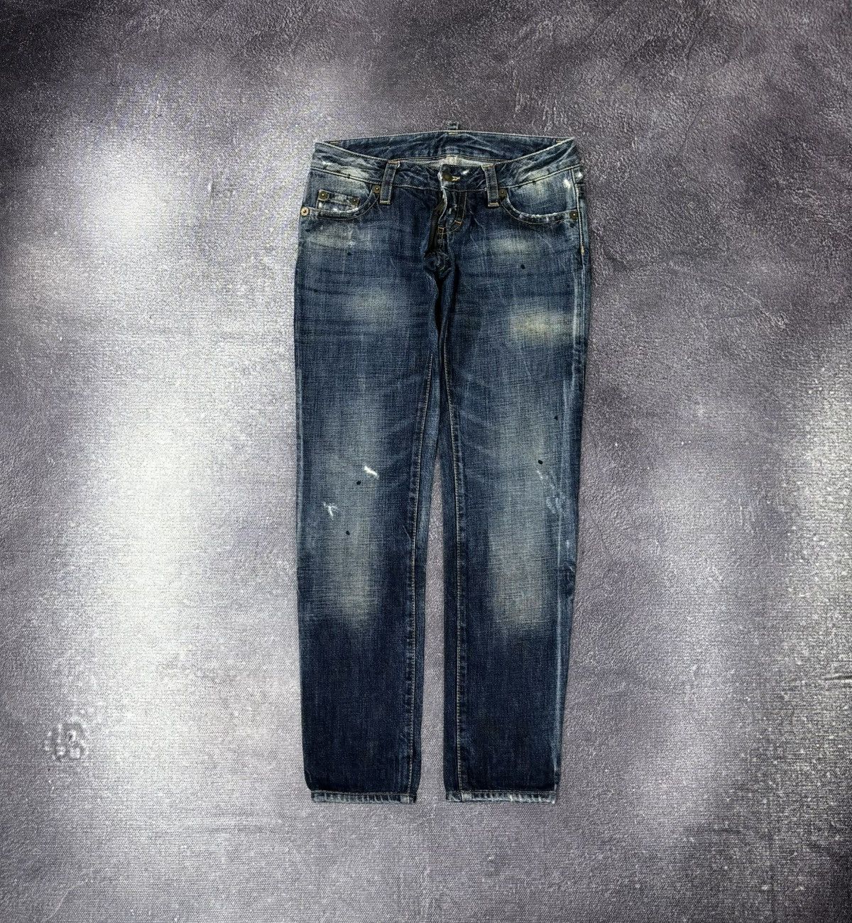 Dsquared2 Dsquared2 Women’s Faded Blue Painted Ripped Denim Jeans Size 27" / US 4 / IT 40 - 1 Thumbnail