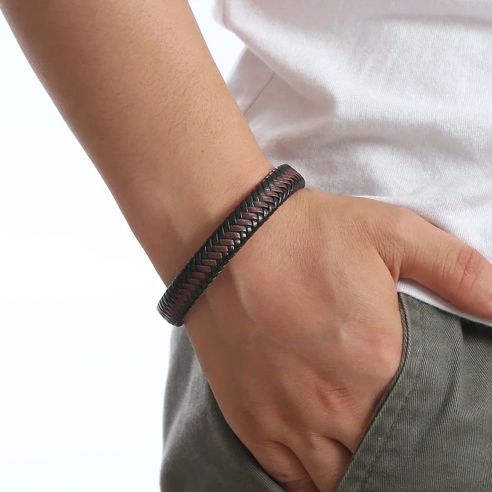 Other 3 Pcs Leather Braided Bracelet Hand Woven Magnetic Size ONE SIZE - 4 Thumbnail