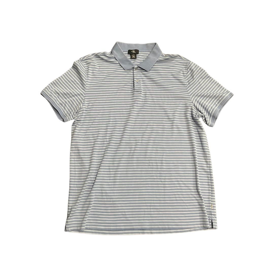 Calvin Klein Collared Polo Blue Striped Short Sleeve Shirt Three button Size US XL / EU 56 / 4 - 1 Thumbnail