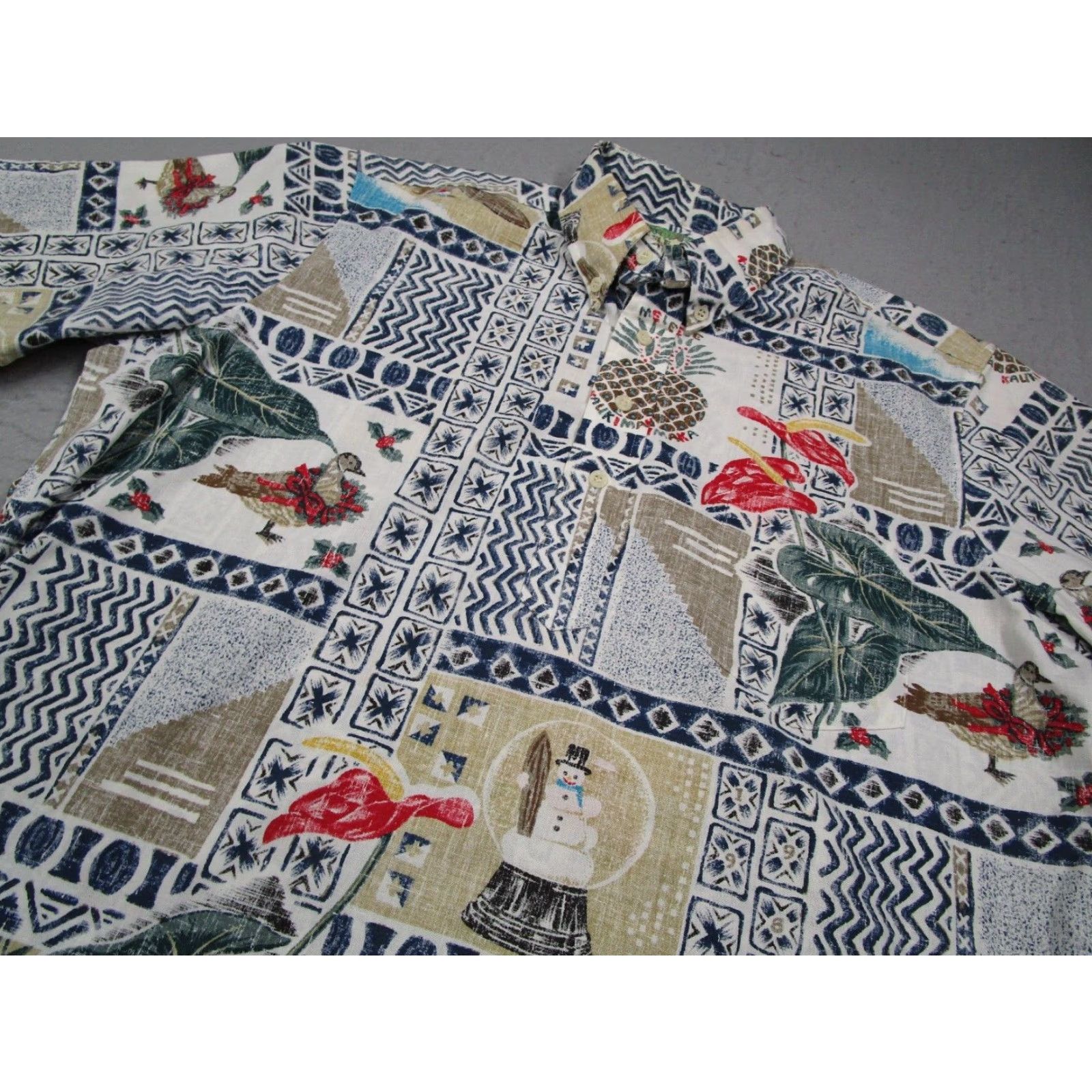 Reyn Spooner VINTAGE Reyn Spooner Hawaiian Shirt Mens Medium Blue Popover Mele Kalikimaka Christmas Retro Floral Size US M / EU 48-50 / 2 - 2 Thumbnail