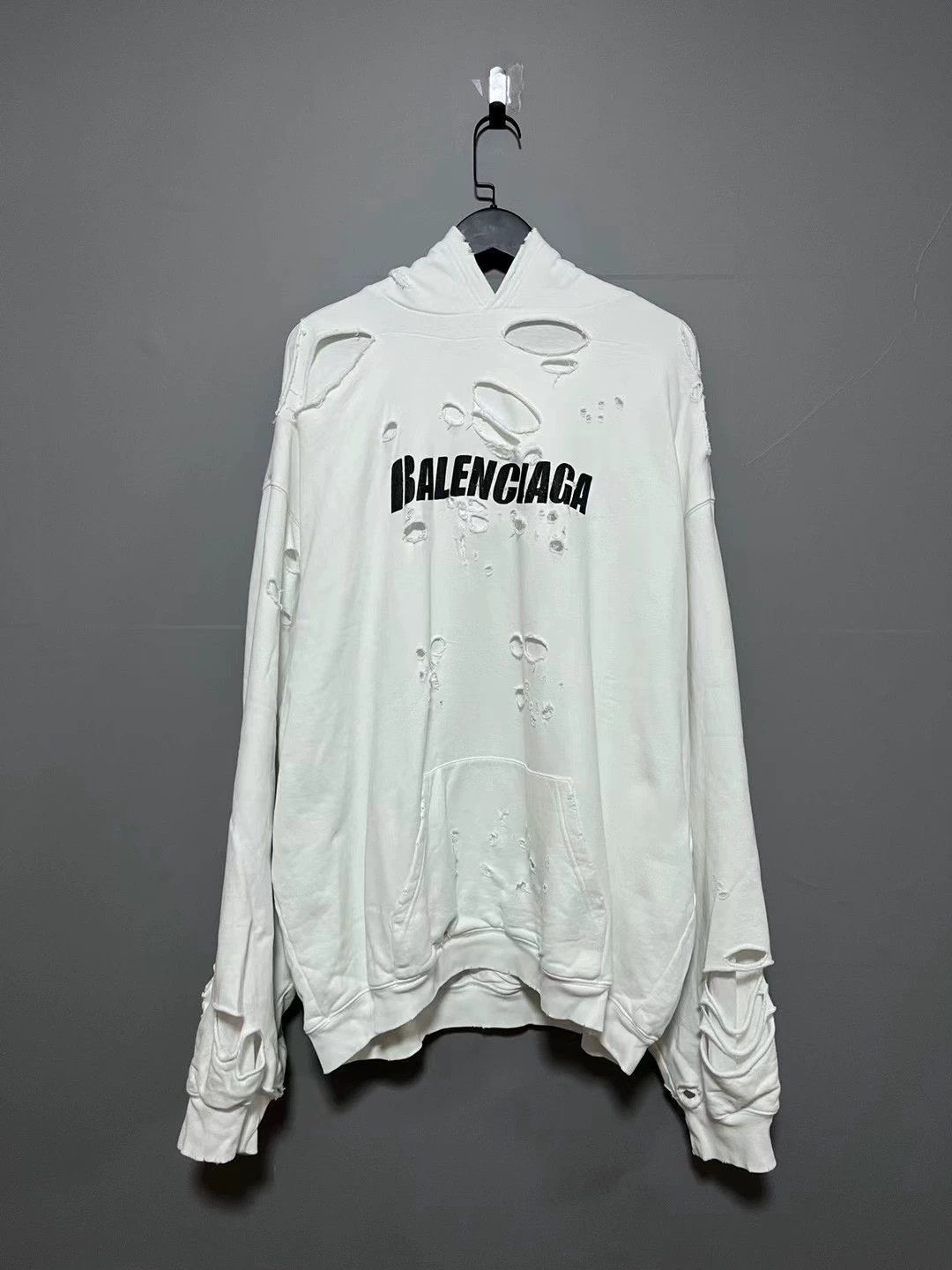 Balenciaga Balenciaga White Big Hole Hoodie Size US L / EU 52-54 / 3 - 1 Thumbnail