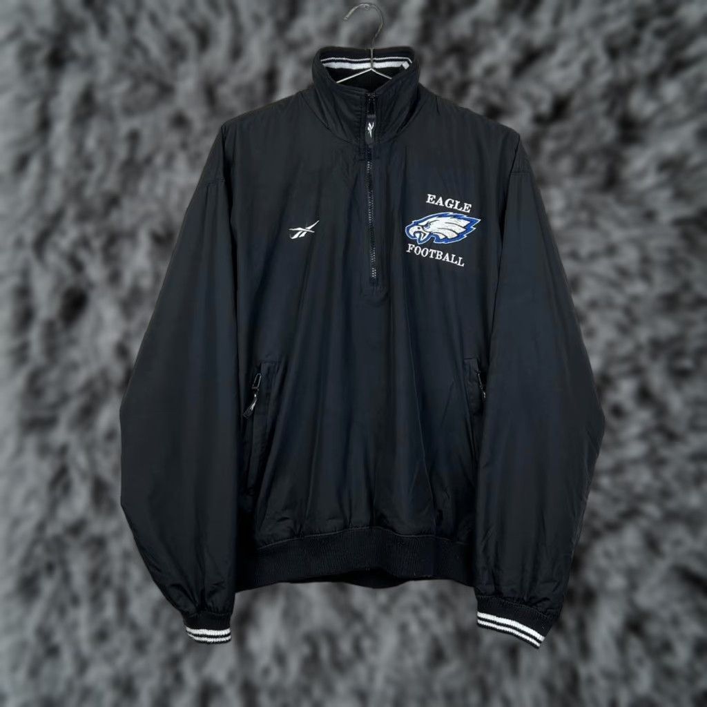 Reebok Reebok Eagle Football Jacket - Black Pullover Windbreaker Jacket S Men Black Eagle Football Windbreaker Ribbed Cuffs Pocket Quarter-zip Mens Size US S / EU 44-46 / 1 - 1 Thumbnail