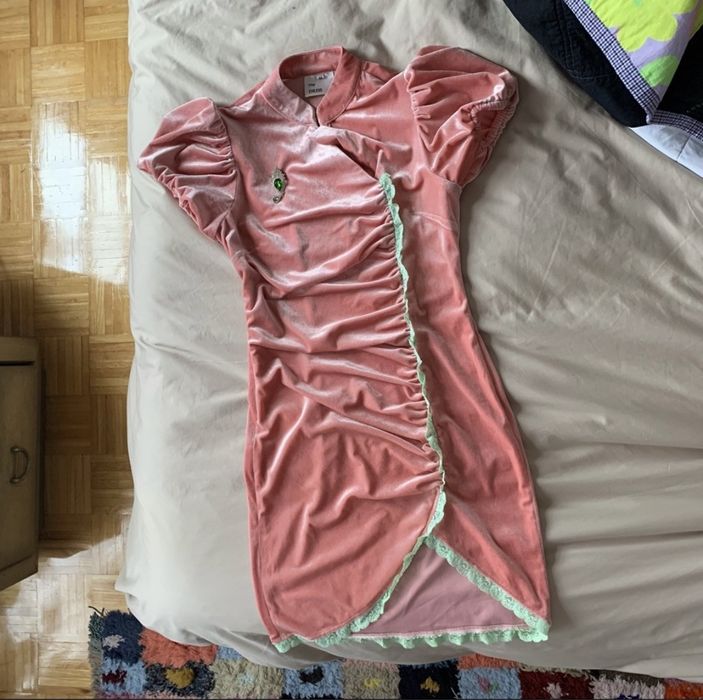 Nodress NODRESS Opening Ceremony Pink Velvet Mini Dress with