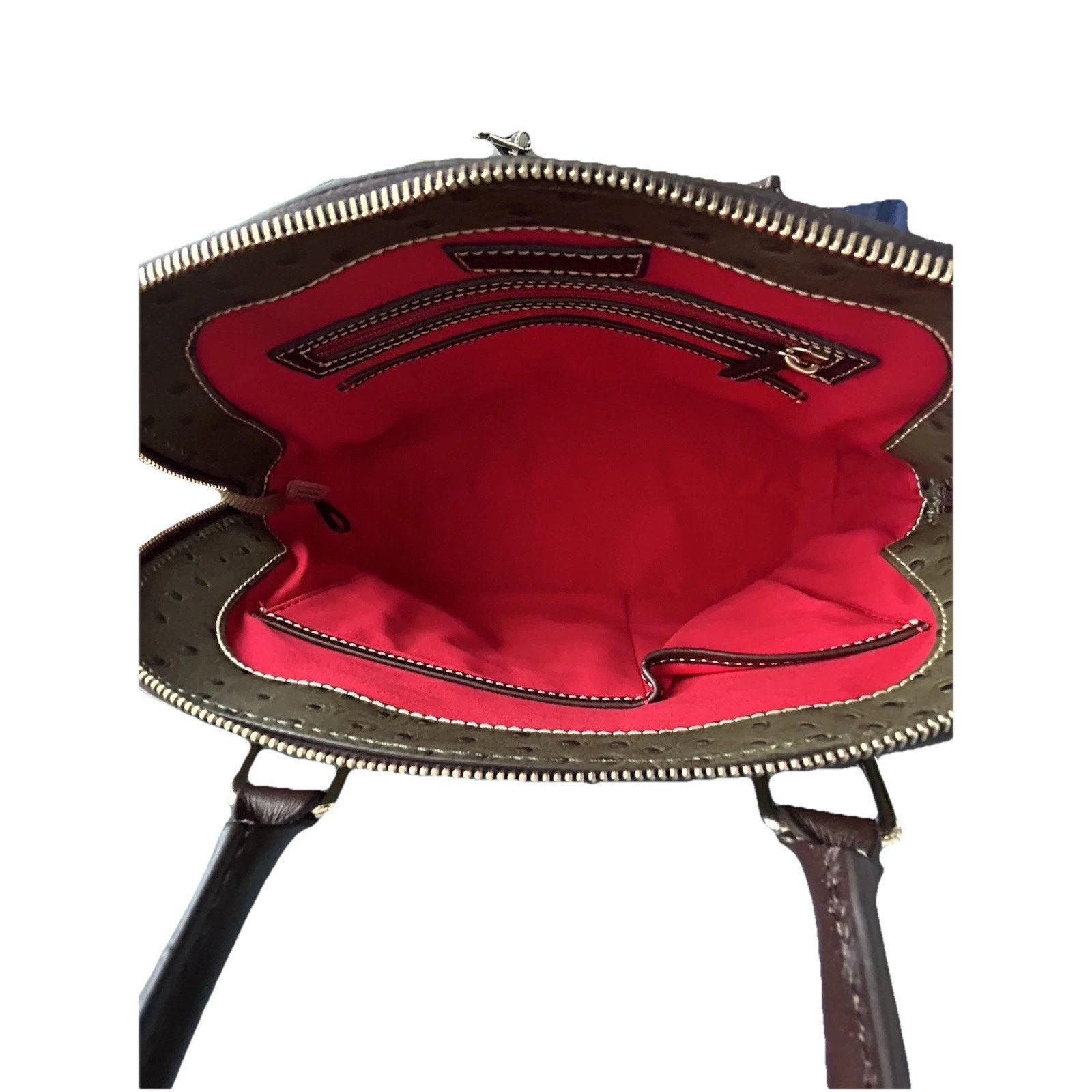 Dooney & Bourke NWT Dooney Bourke Ostrich Leather Carter Satchel Olive Dome Size ONE SIZE - 4 Thumbnail