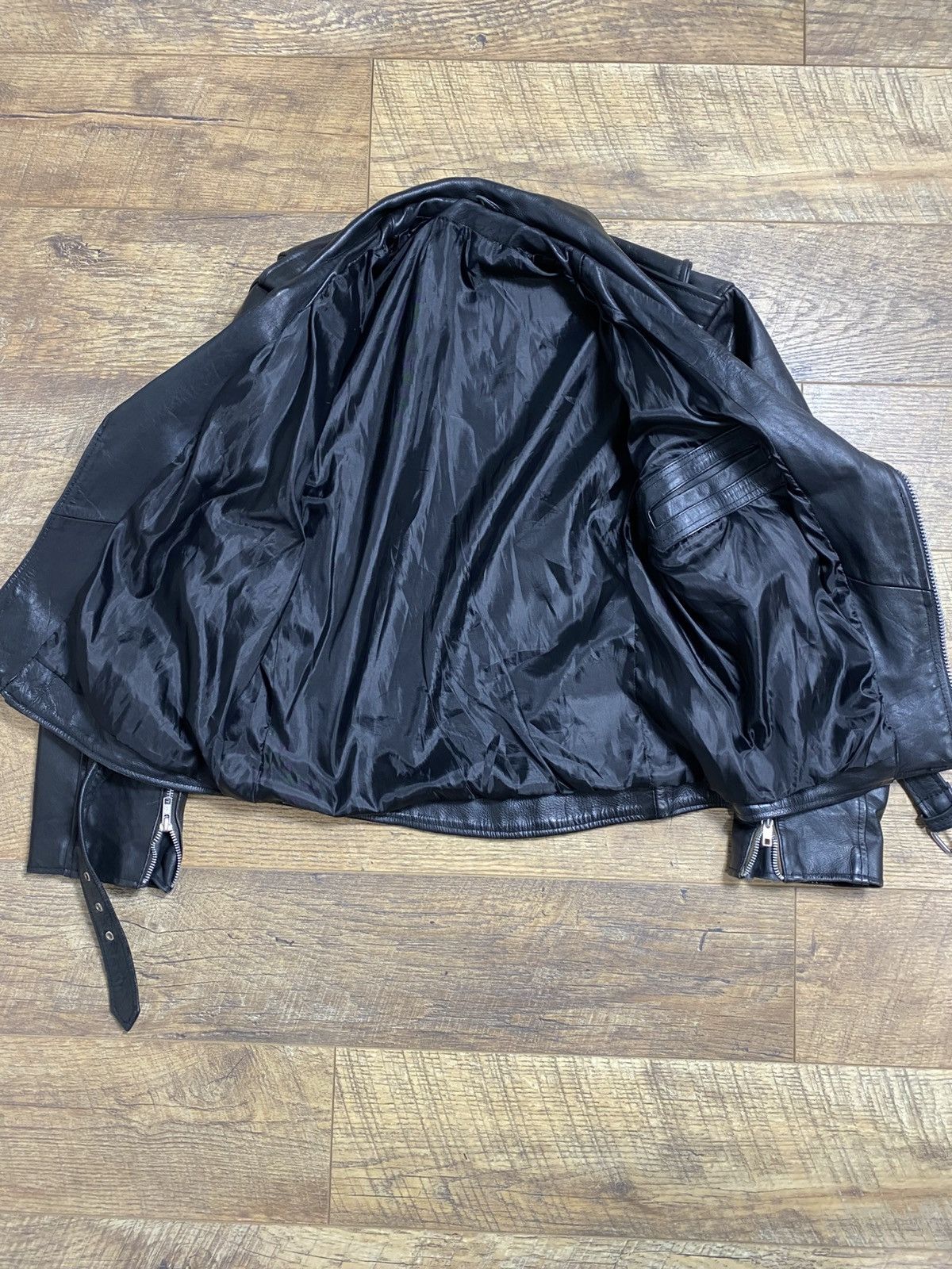 Leather Classic Black Leather Double Rider Biker Jacket Size S, YKK Size US S / EU 44-46 / 1 - 6 Thumbnail