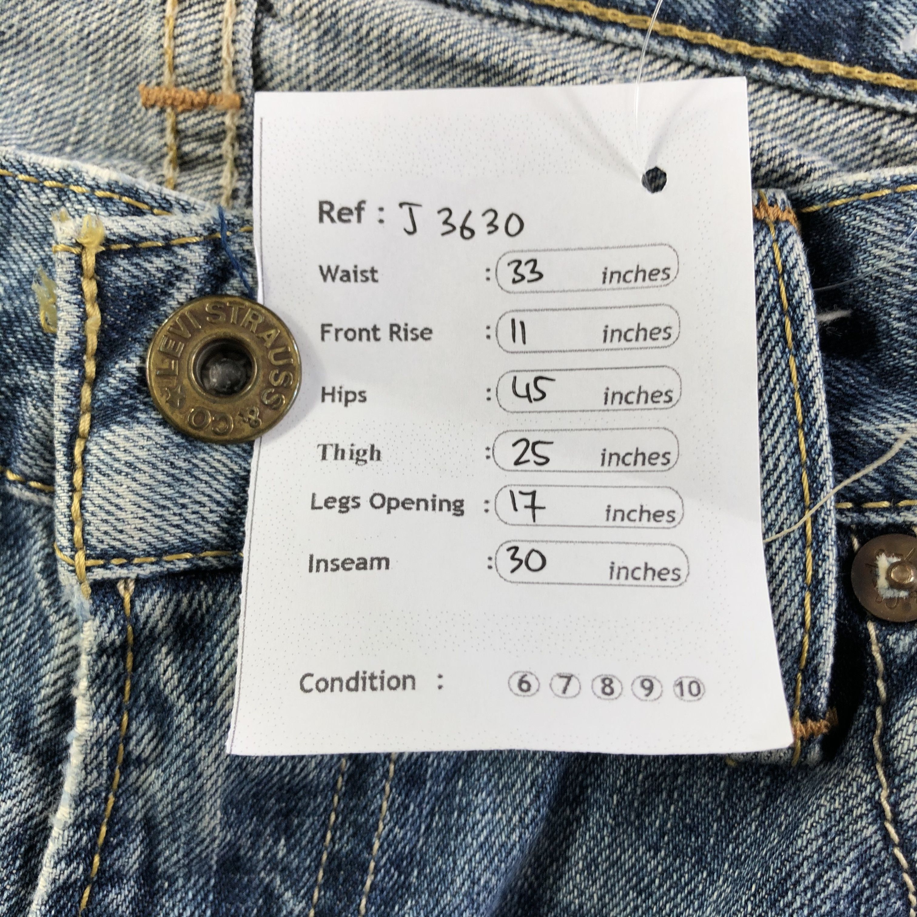 Levi's Vintage Blue Wash Levis 503 Jeans-J3630 Size US 33 - 13 Thumbnail