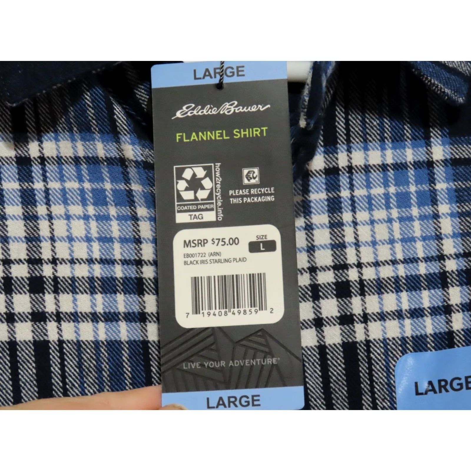 Eddie Bauer VINTAGE? No. Eddie Bauer Men's L Blue Plaid Flannel Shirt Long Sleeve Work Casual NWT Size US L / EU 52-54 / 3 - 6 Thumbnail