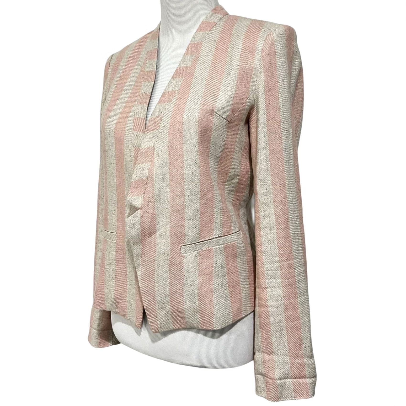 Vintage Current Air Womens Blazer Jacket Pink Beige Linen Blend Open Front Sz Small Blazer Womens Pink Beige Linen Blend Open Front Size S Size S / US 4 / IT 40 - 3 Thumbnail