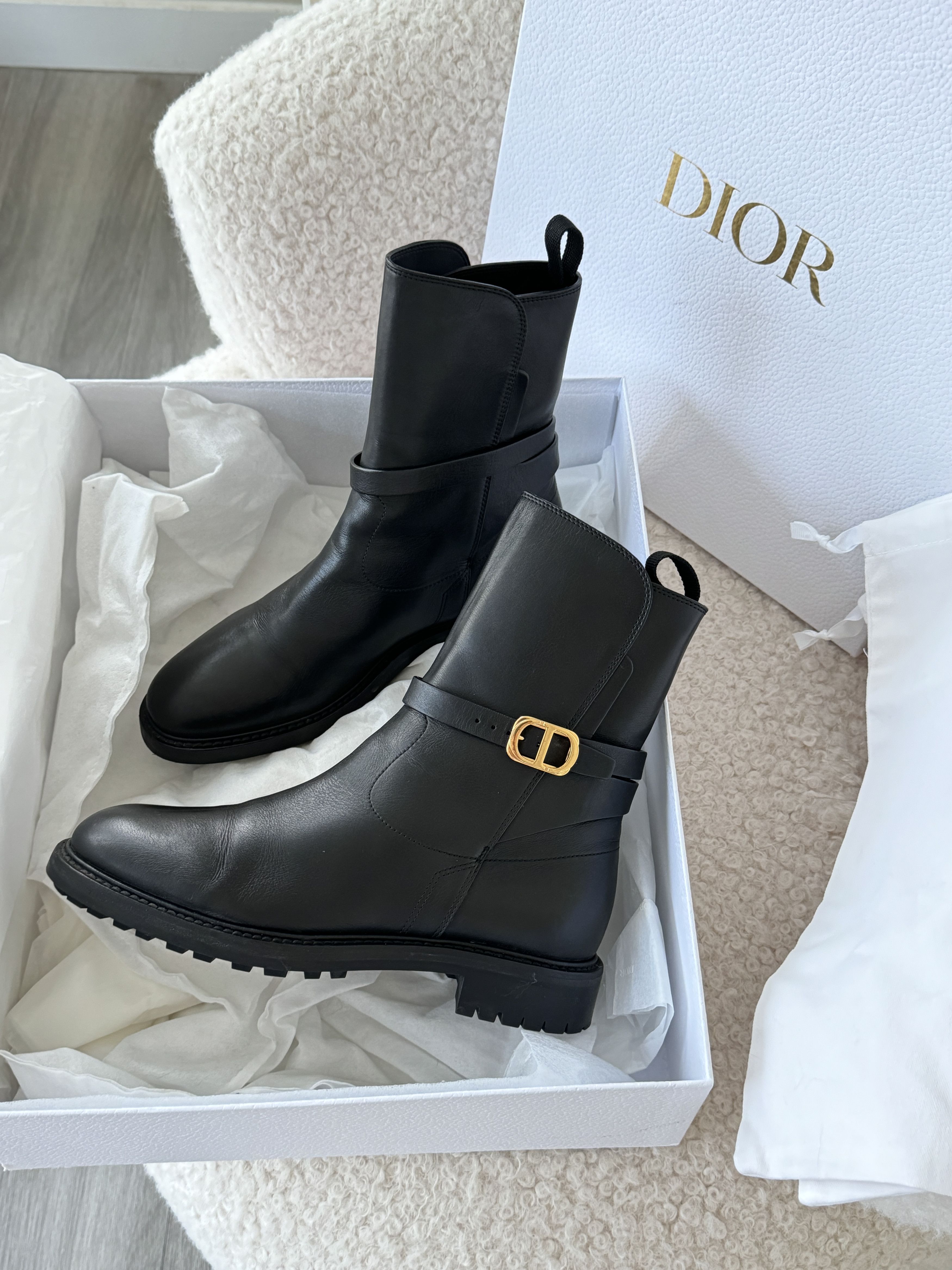 Dior Dior women ankle calfskin boots with CD signature buckle Size US 7.5 / IT 37.5 - 1 Thumbnail
